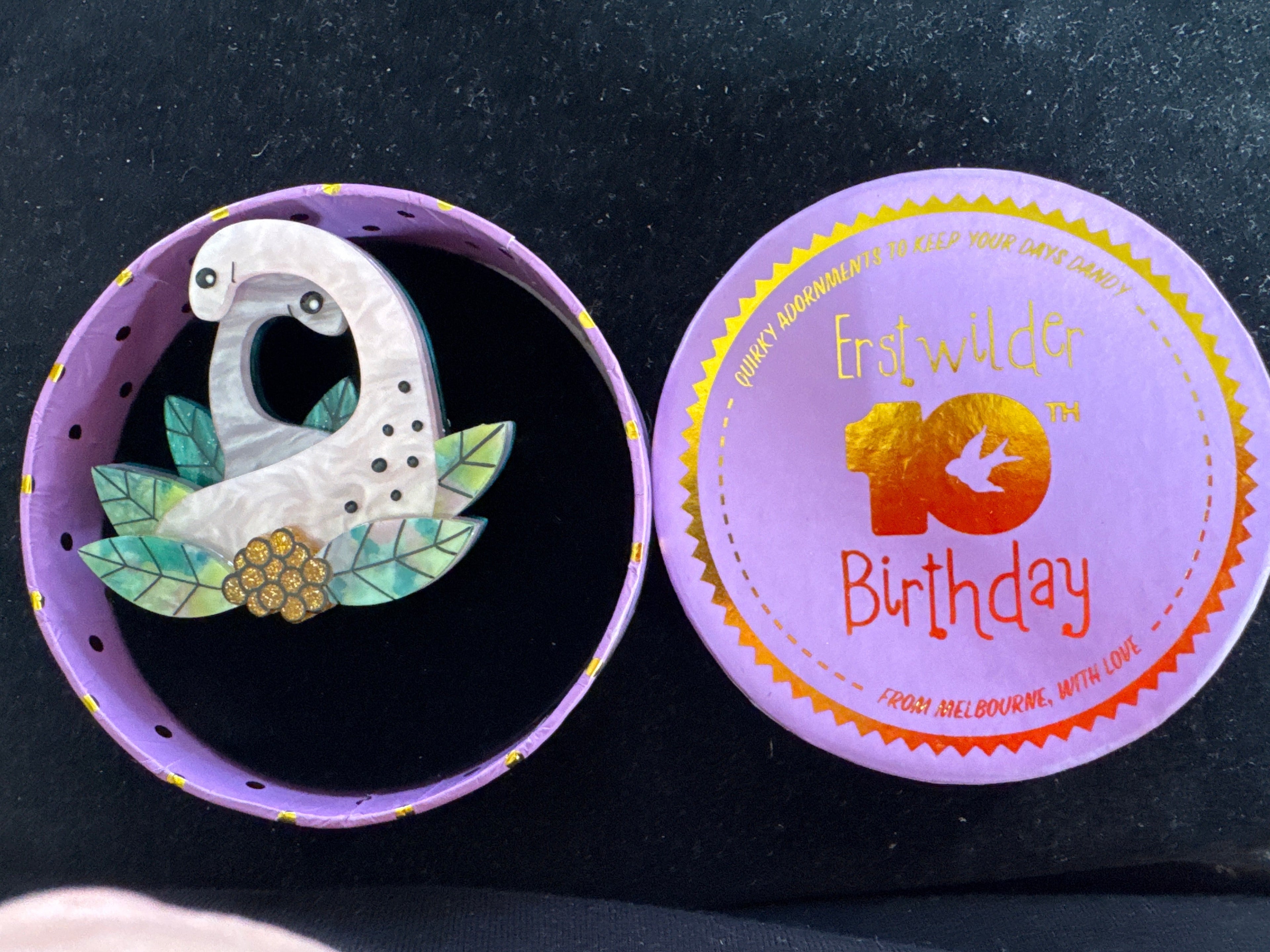 ERSTWILDER  10th BIRTHDAY- BRONTE AND BUB - RESIN BROOCH RETIRED