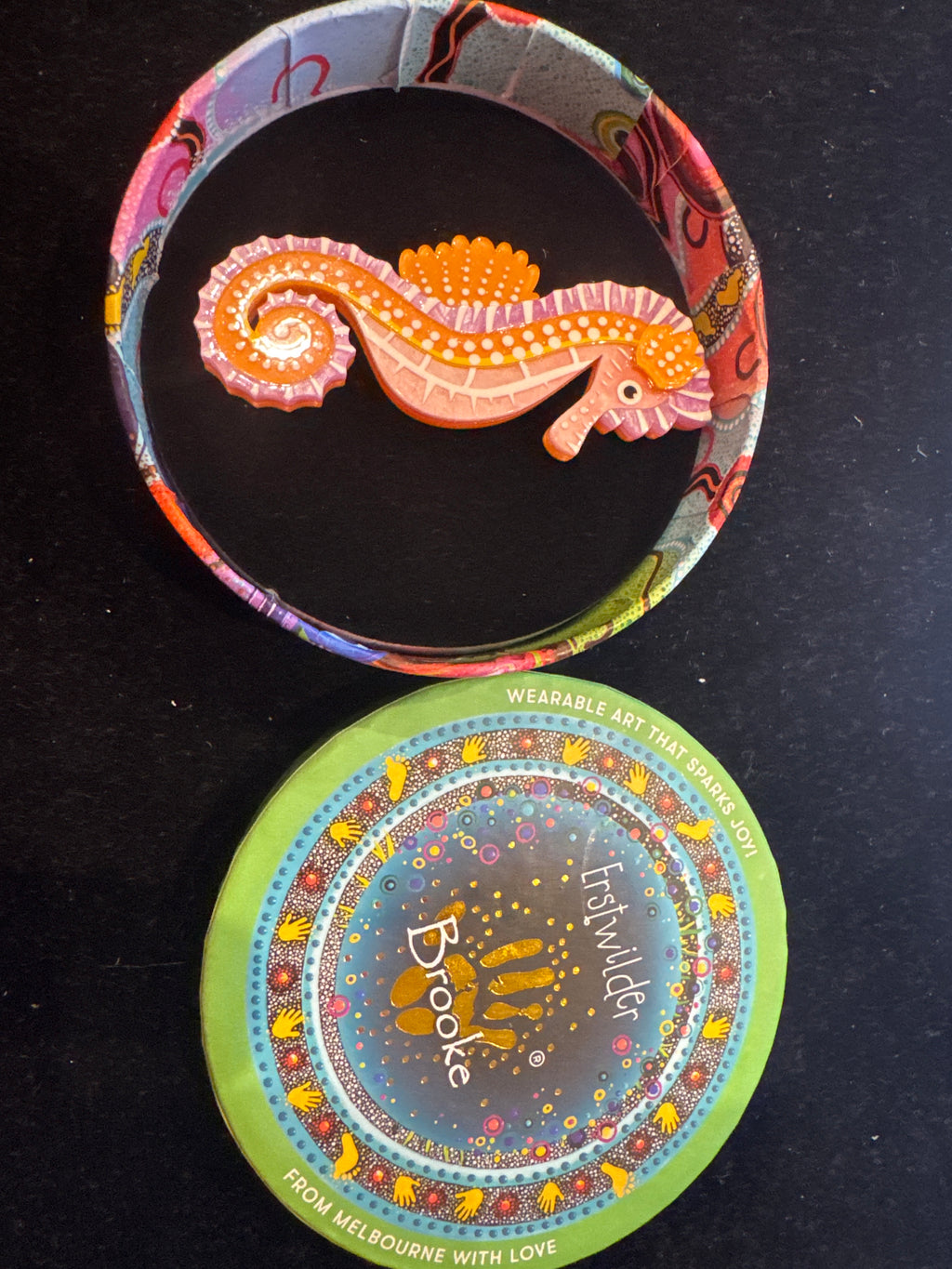 ERSTWILDER BROOKE SUTTON -KUU WANANA SEAHORSE - RESIN BROOCH