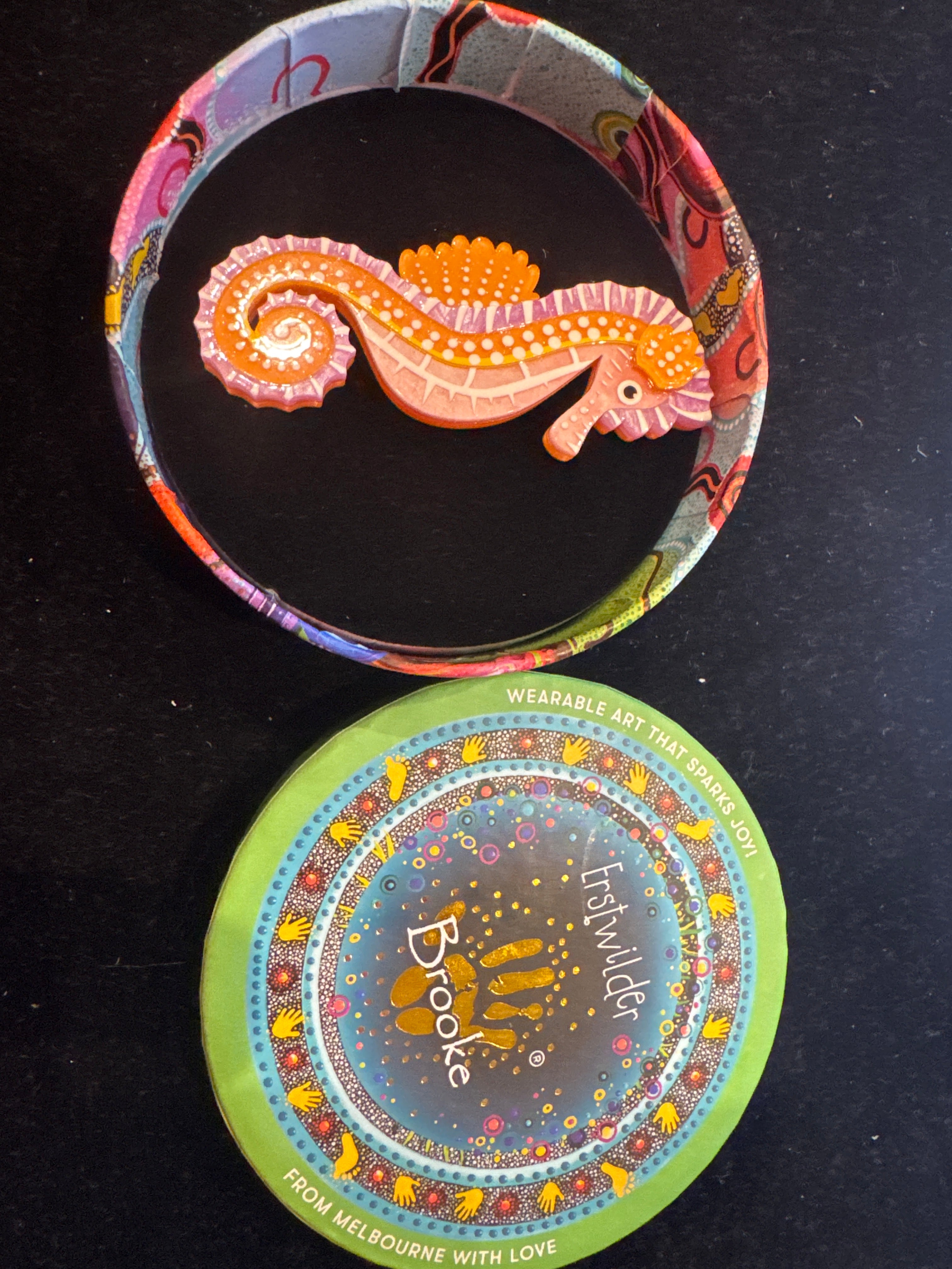 ERSTWILDER BROOKE SUTTON -KUU WANANA SEAHORSE - RESIN BROOCH