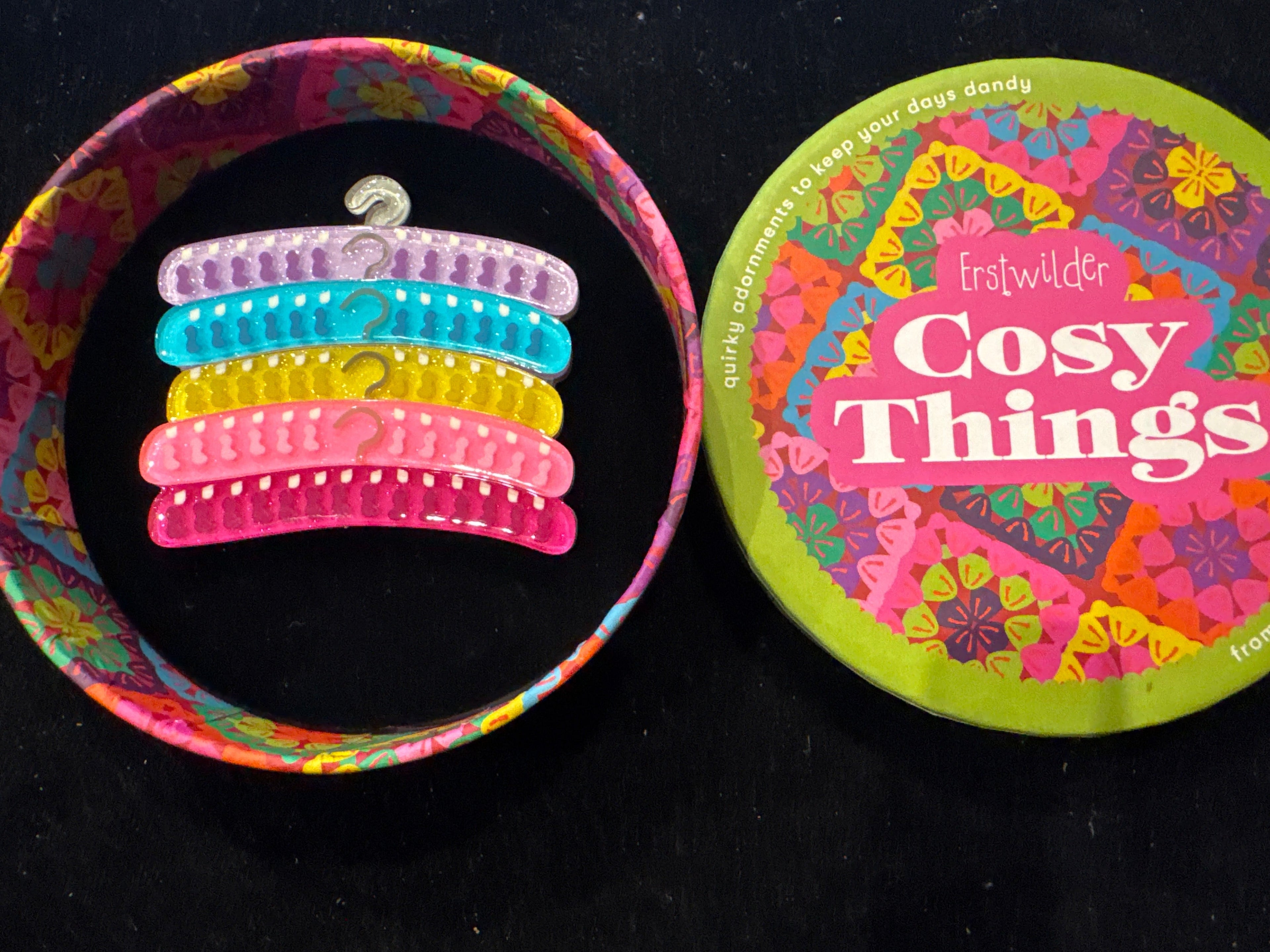 ERSTWILDER  COSY THINGS- CLOTHES HANGER SET- RESIN BROOCH RETIRED