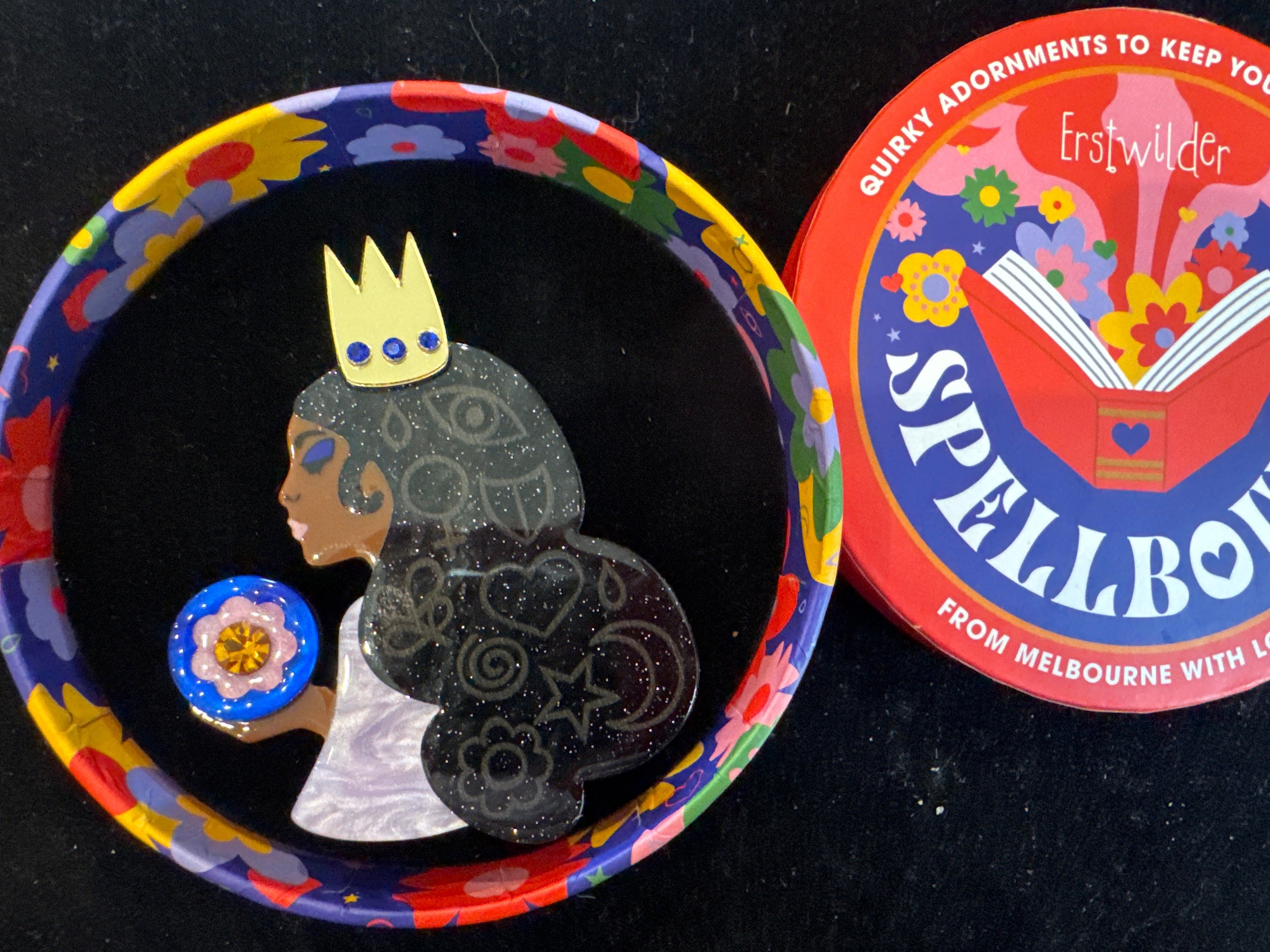 ERSTWILDER  SPELLBOUND- WORTHY OF WORSHIP- RESIN BROOCH