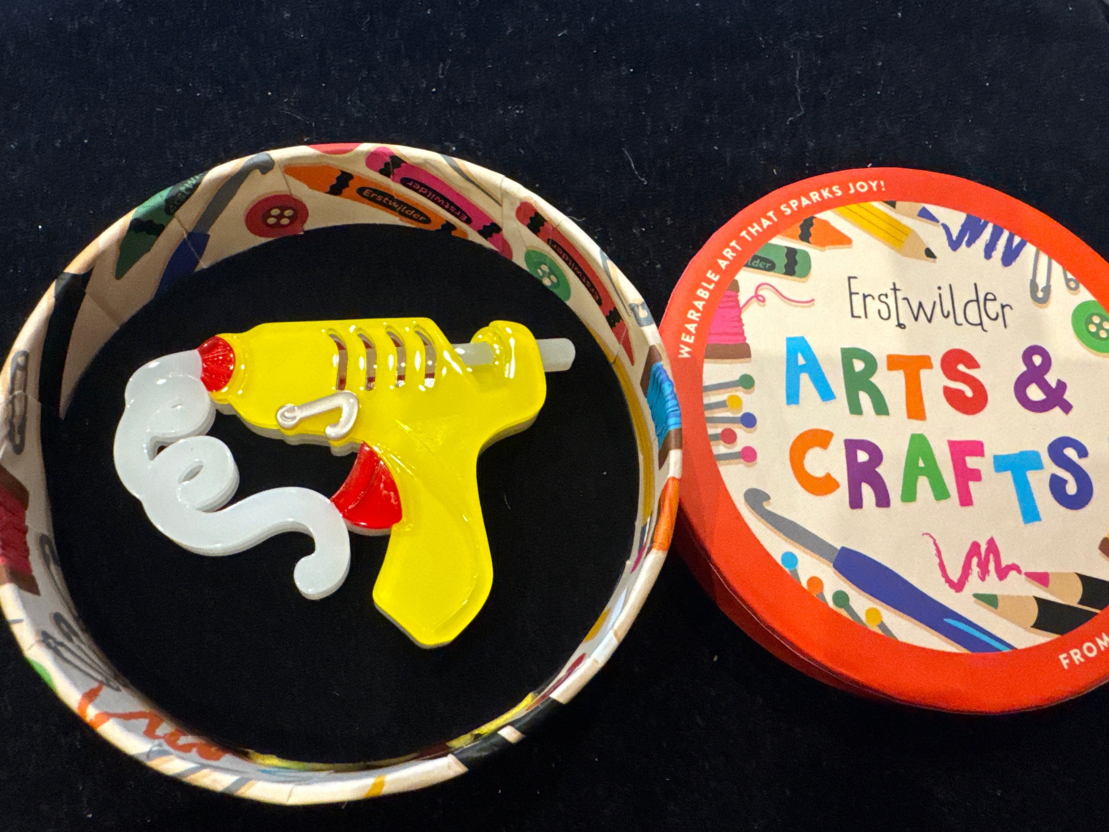 ERSTWILDER  ARTS & CRAFTS 2-HOT STUFF- RESIN BROOCH