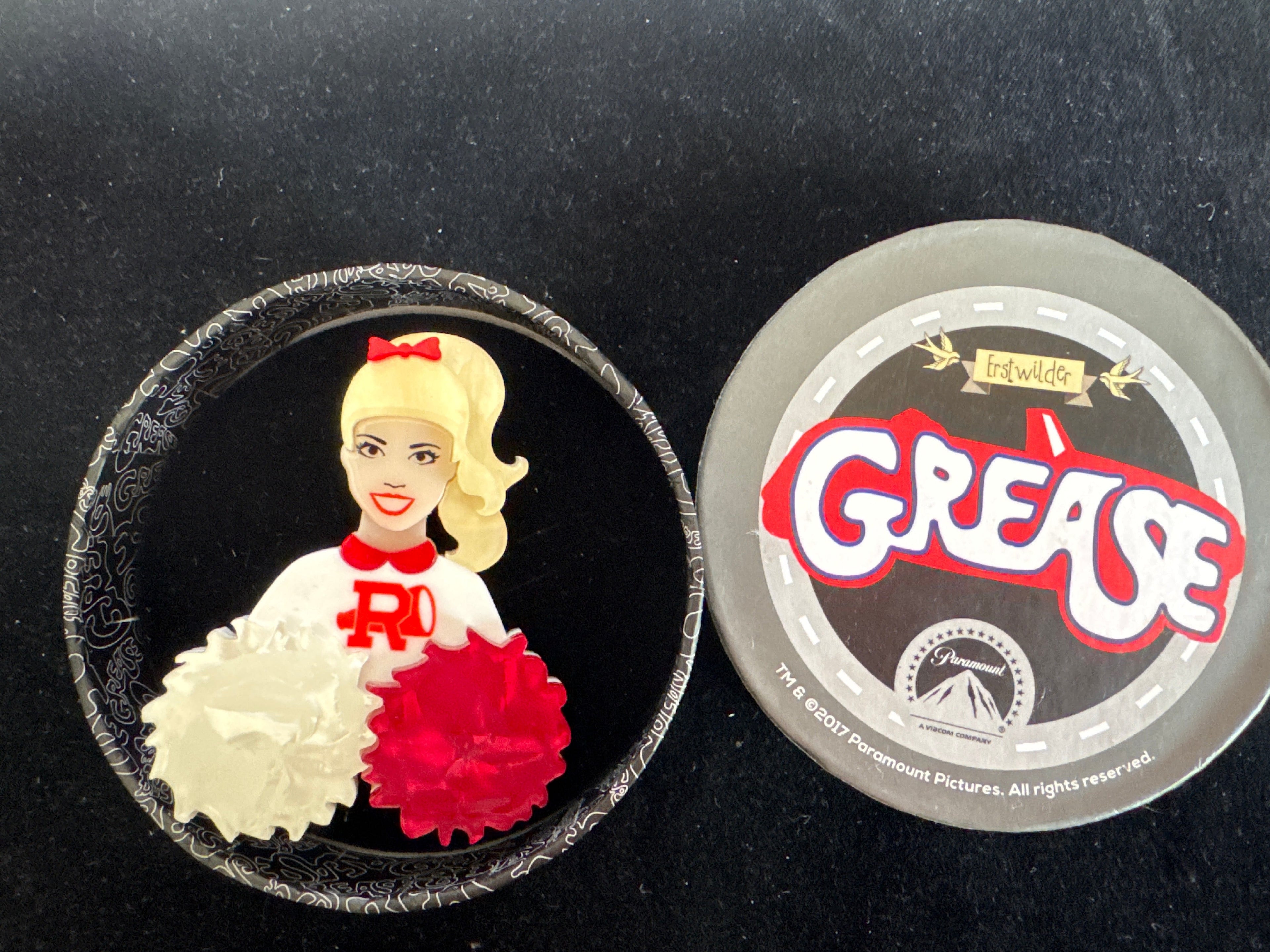 ERSTWILDER  GREASE-GO RYDELL!- RESIN BROOCH RETIRED