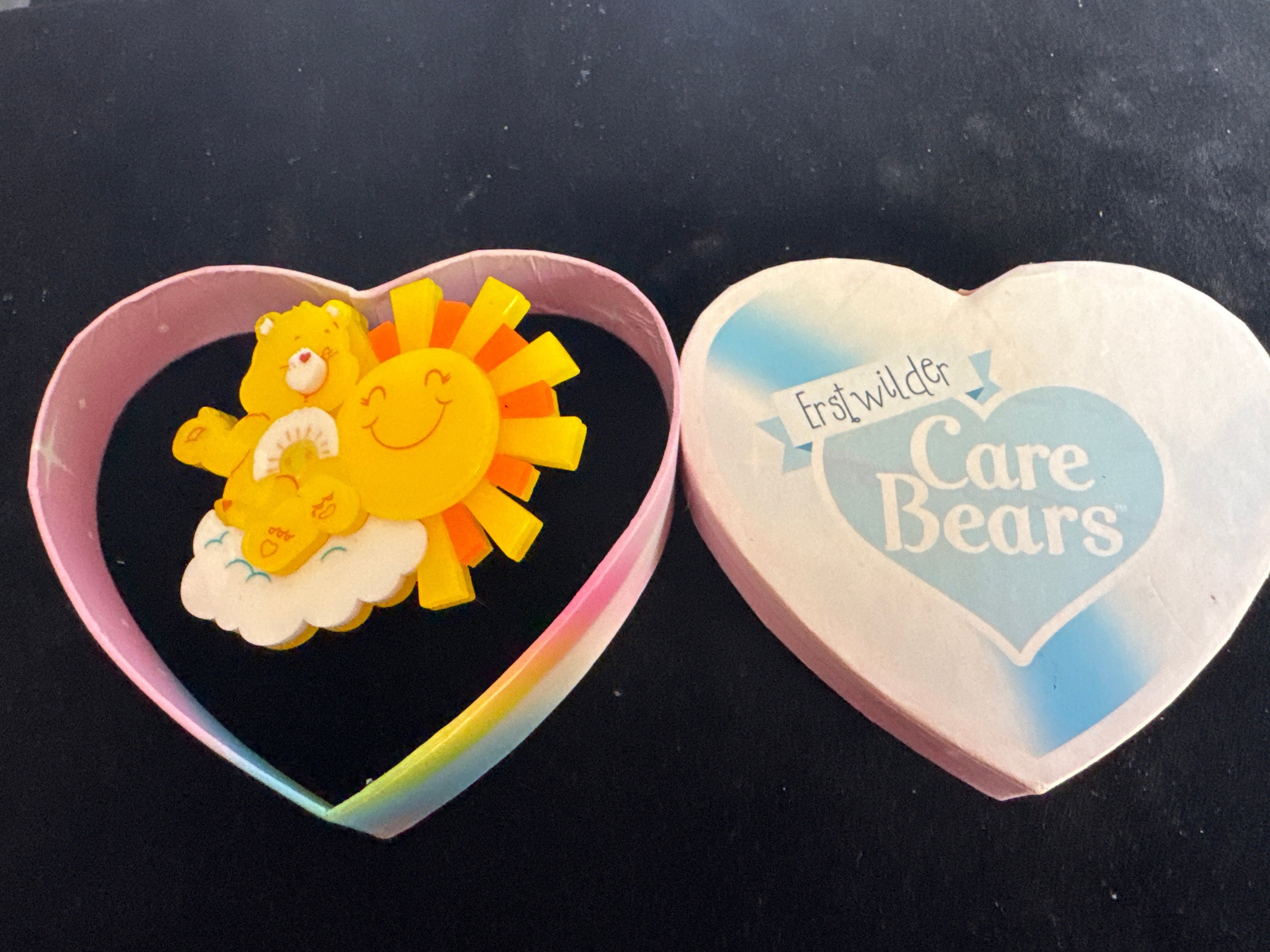 ERSTWILDER  CARE BEARS -FUNSHINE AND SUNSHINE -RESIN BROOCH