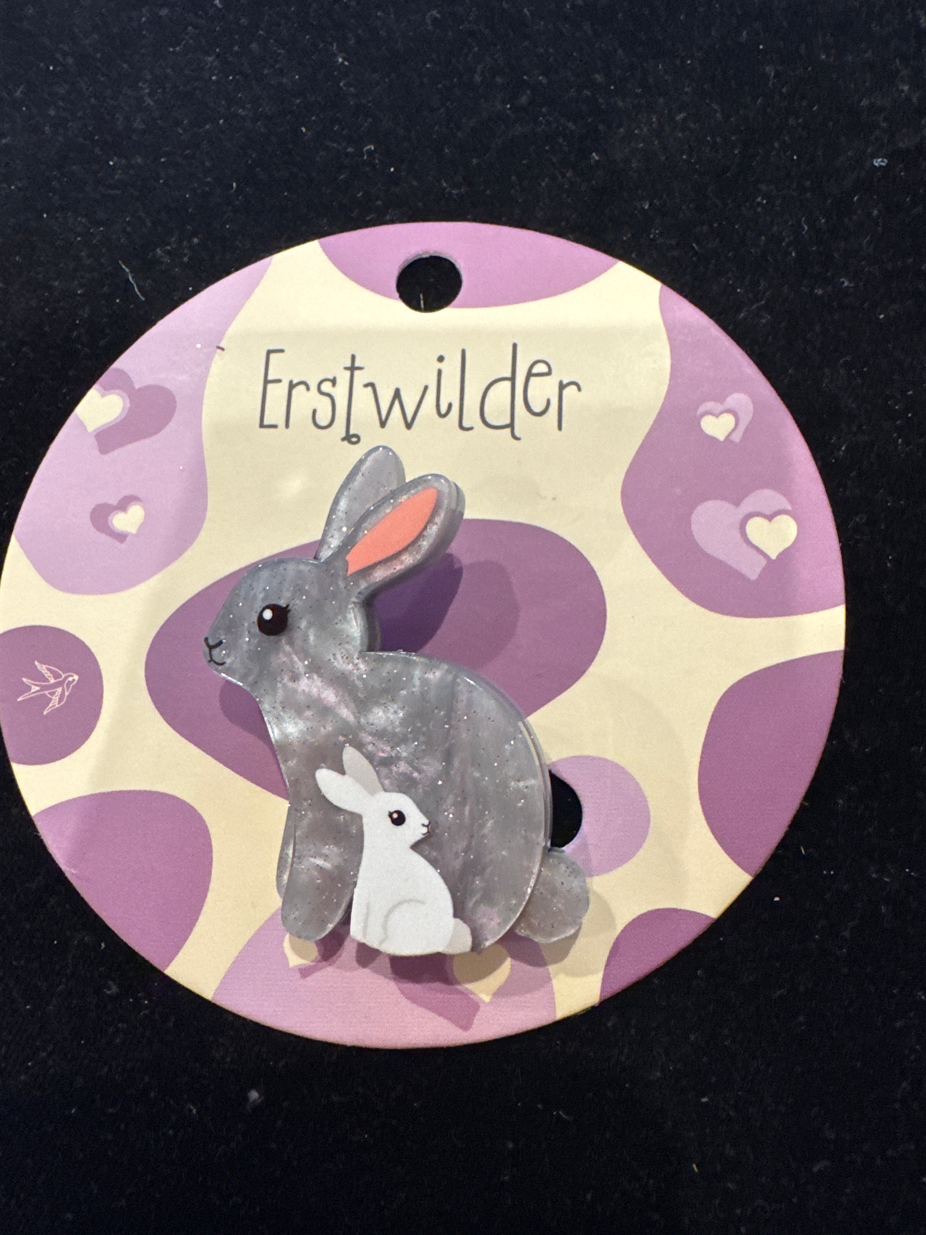ERSTWILDER BY YOUR SIDE -BUNNIES- RESIN SIMPLIFIED MINI BROOCH