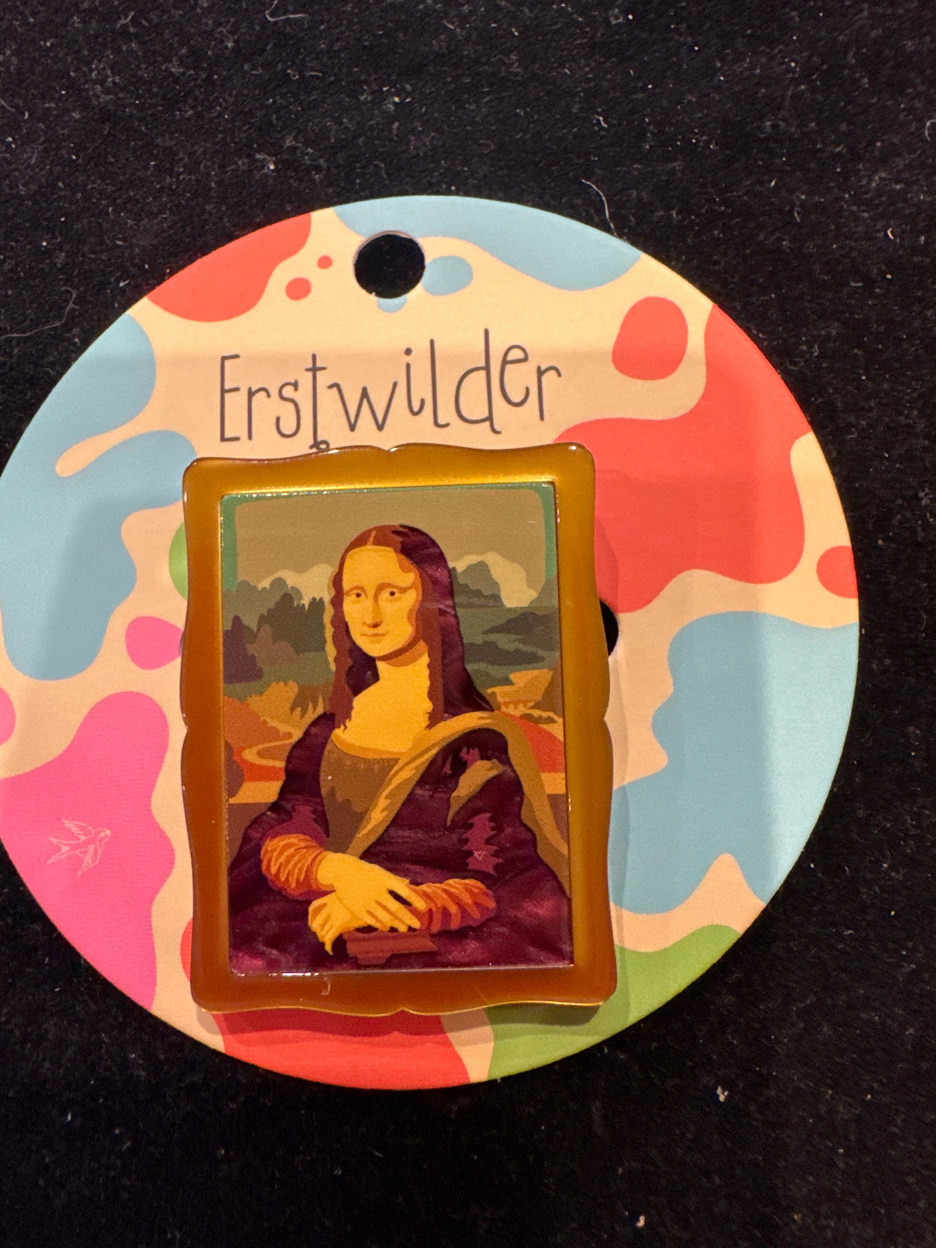 ERSTWILDER  ARTS & CRAFTS SIMPLIFIED MINIATURE-DA VINCI -RESIN BROOCH