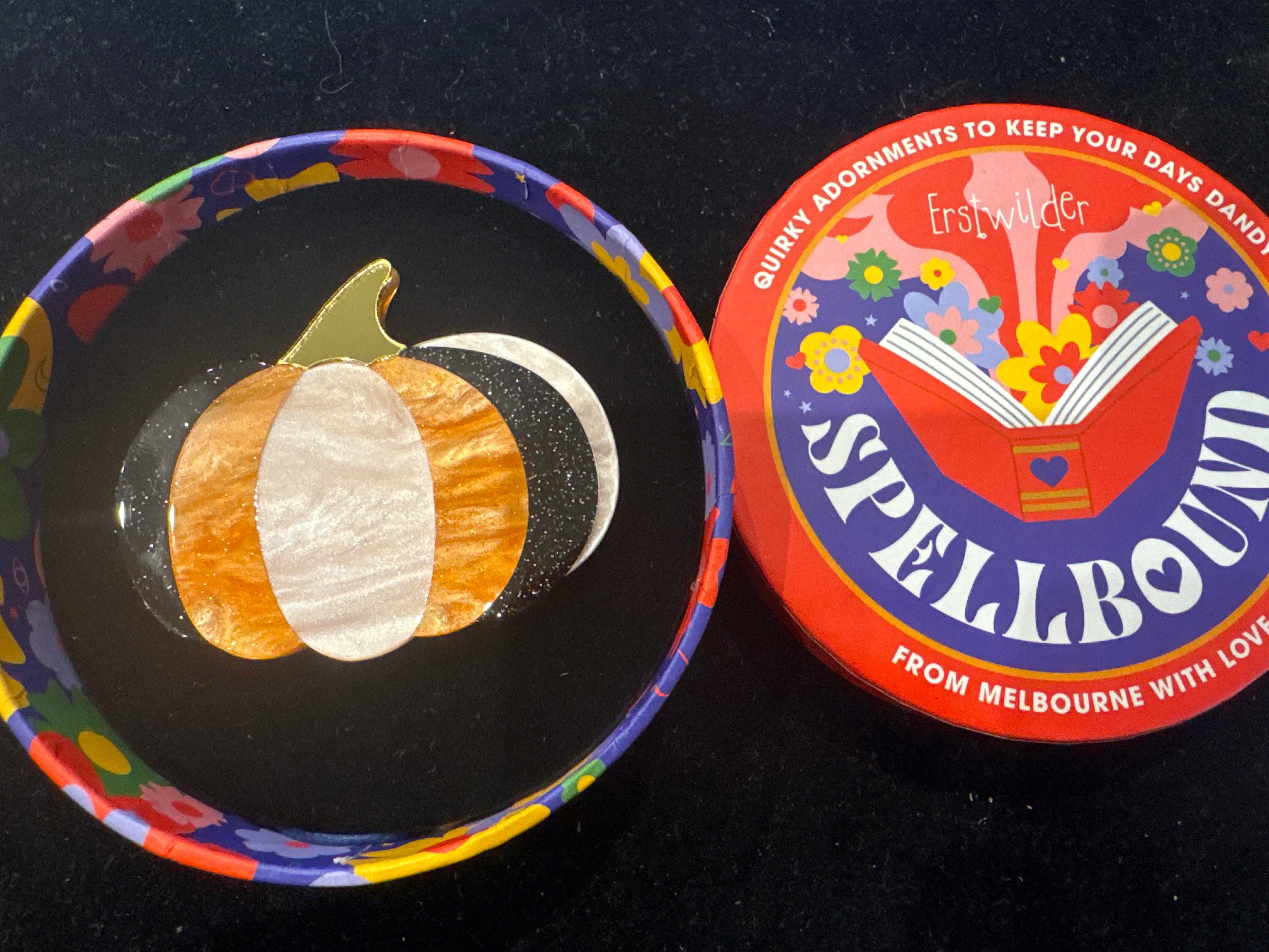 ERSTWILDER  SPELLBOUND- HAUNTED HARVEST - RESIN BROOCH