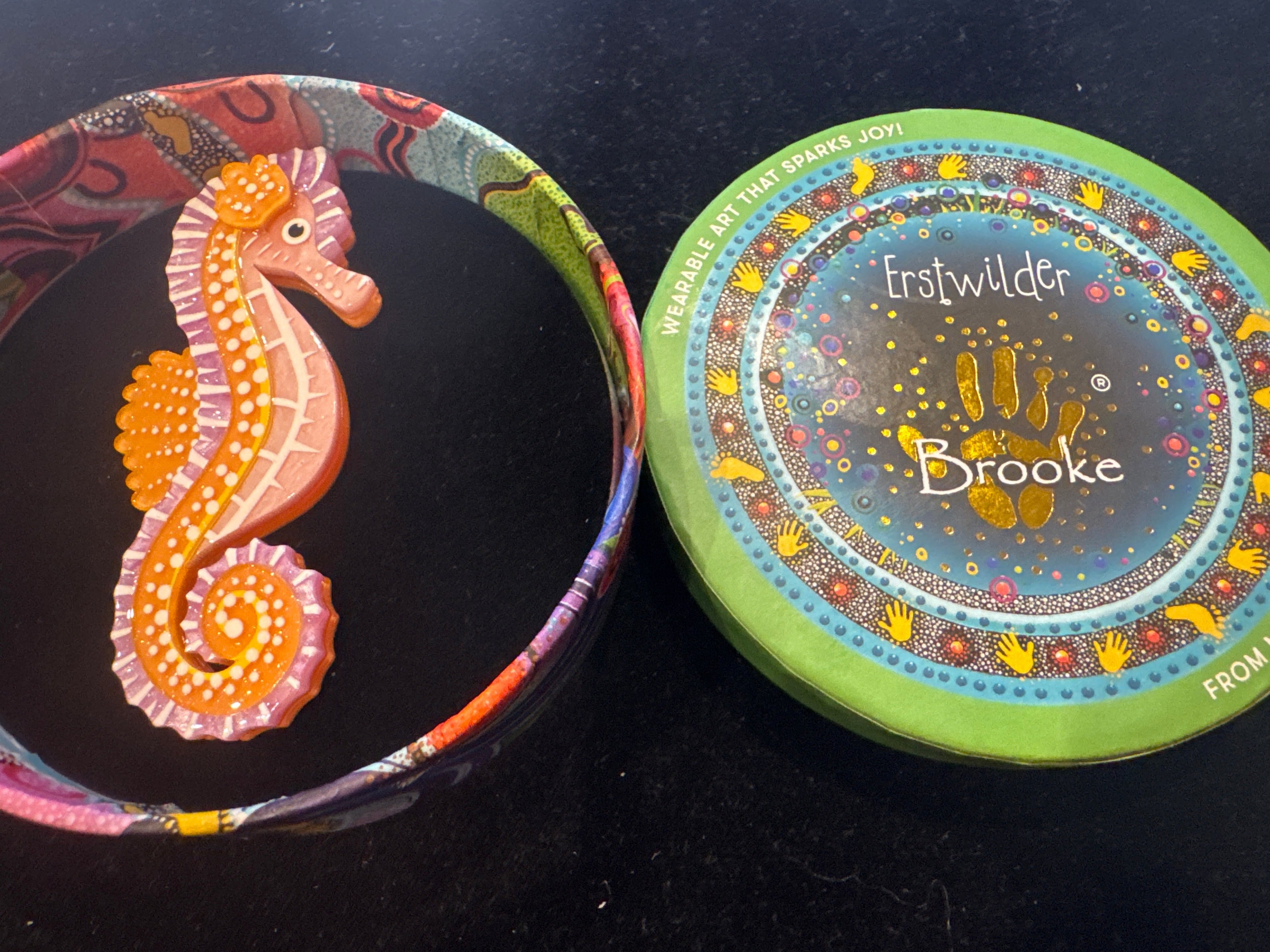 ERSTWILDER BROOKE SUTTON- KUU WANANA SEAHORSE- RESIN BROOCH