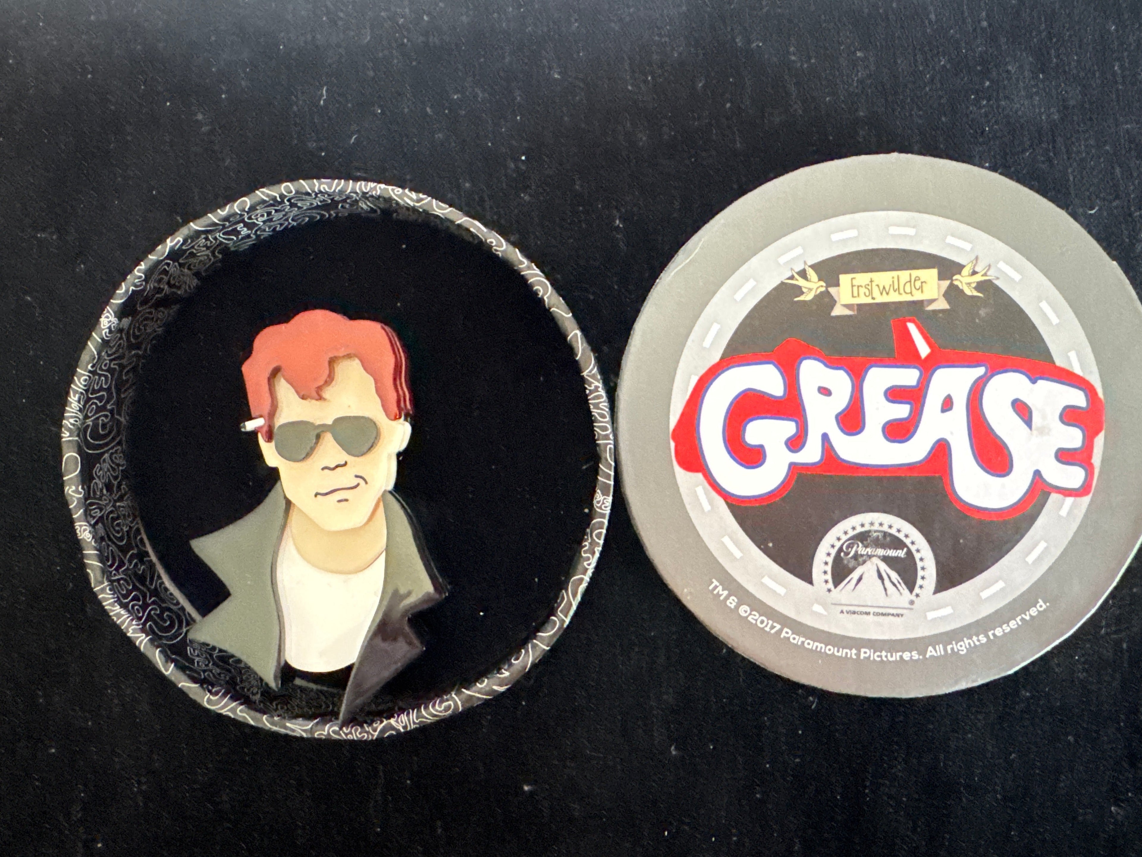 ERSTWILDER  GREASE- HICKIE FROM KENICKIE- RESIN BROOCH RETIRED
