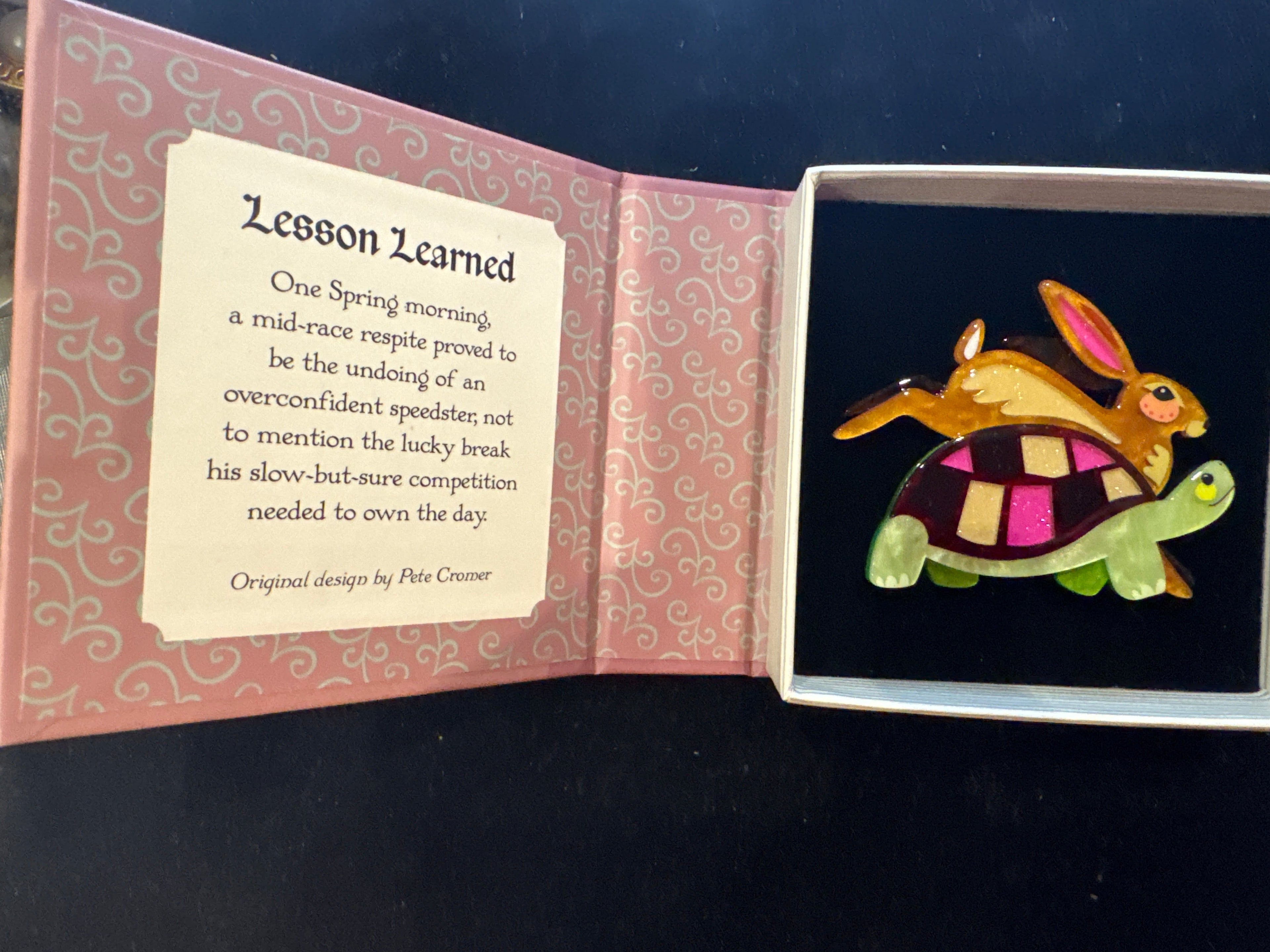 ERSTWILDER PETE CROMER FAIRY TALES - LESSON LEARNED -RESIN BROOCH