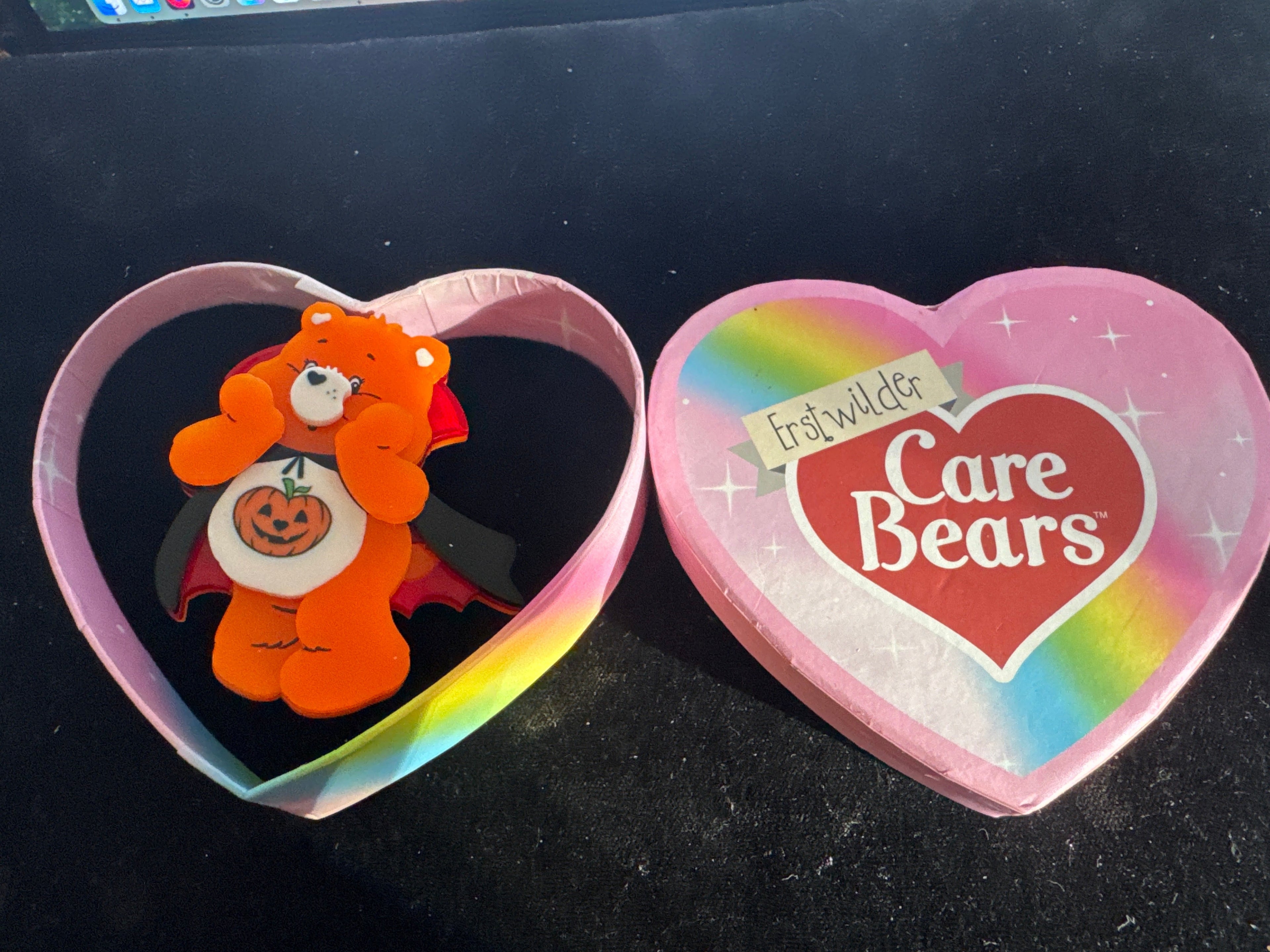ERSTWILDER  CARE BEARS -TRICK-OR-SWEET BEAR -RESIN BROOCH