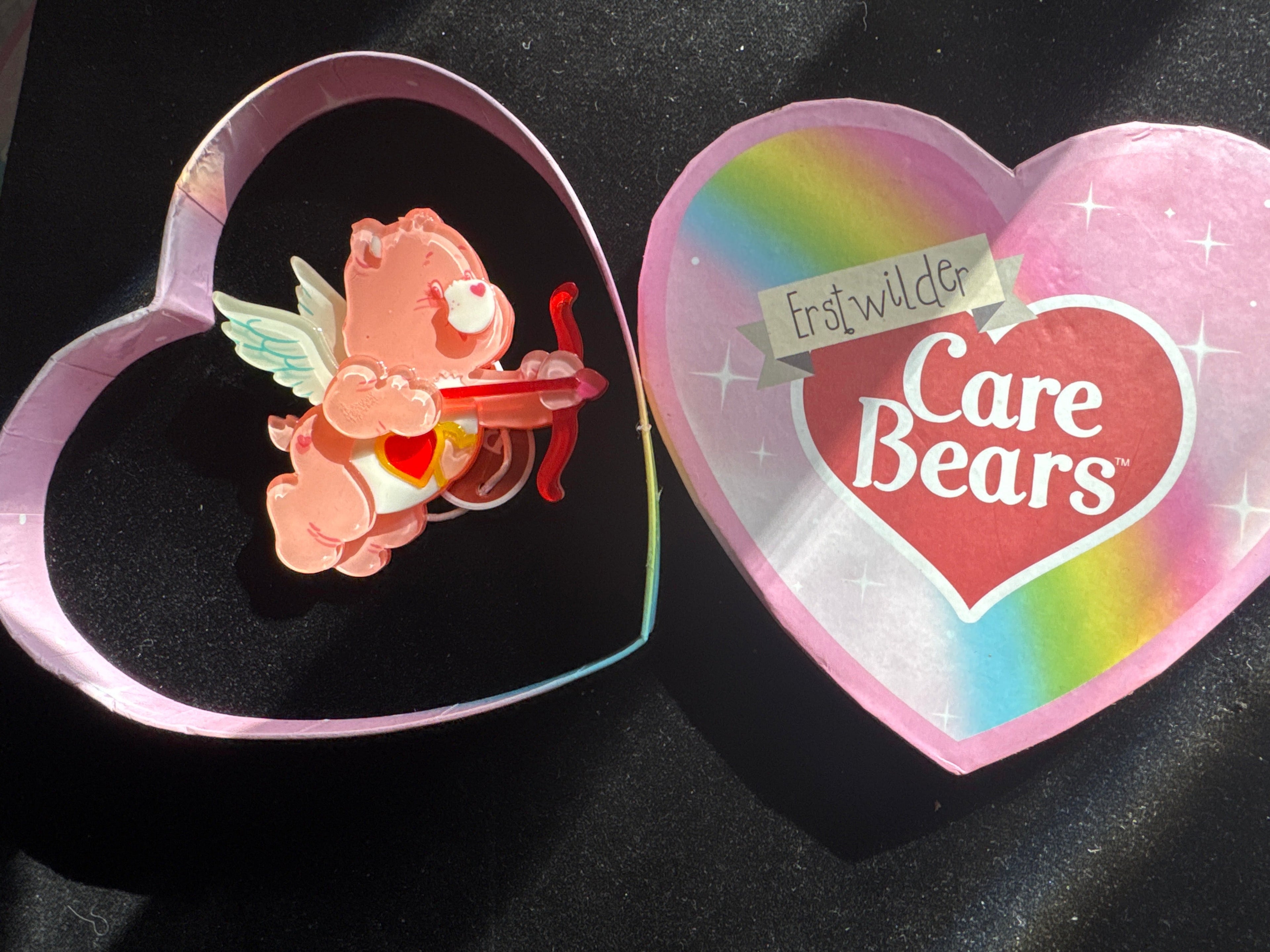 ERSTWILDER  CARE BEARS -LOVE-A-LOT CUPID -RESIN BROOCH