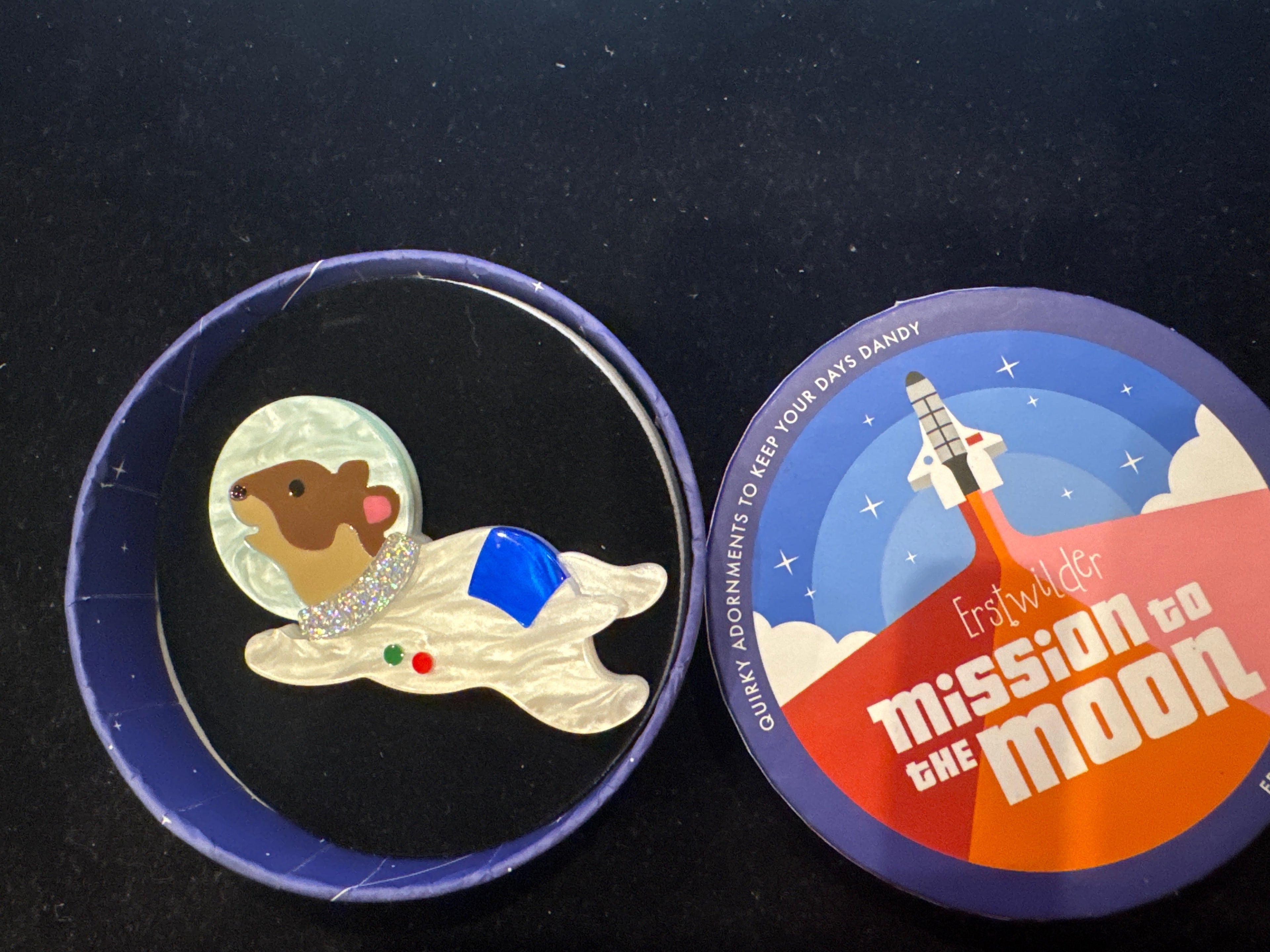 ERSTWILDER  MISSION TO THE MOON - STOUT-HEARTED SPACEMAN - RESIN BROOCH