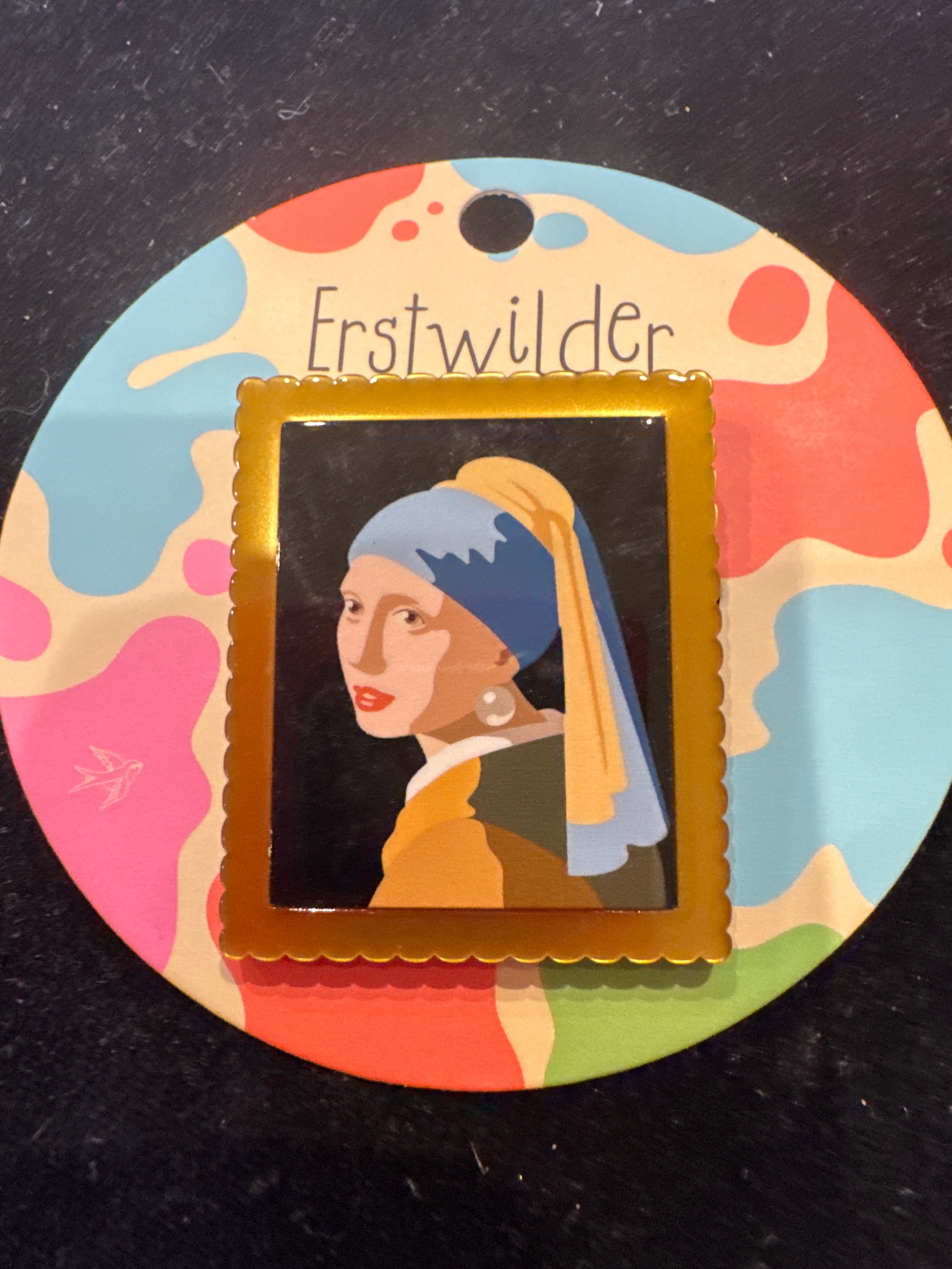 ERSTWILDER  ARTS & CRAFTS SIMPLIFIED MINIATURE-VERMEER-RESIN BROOCH