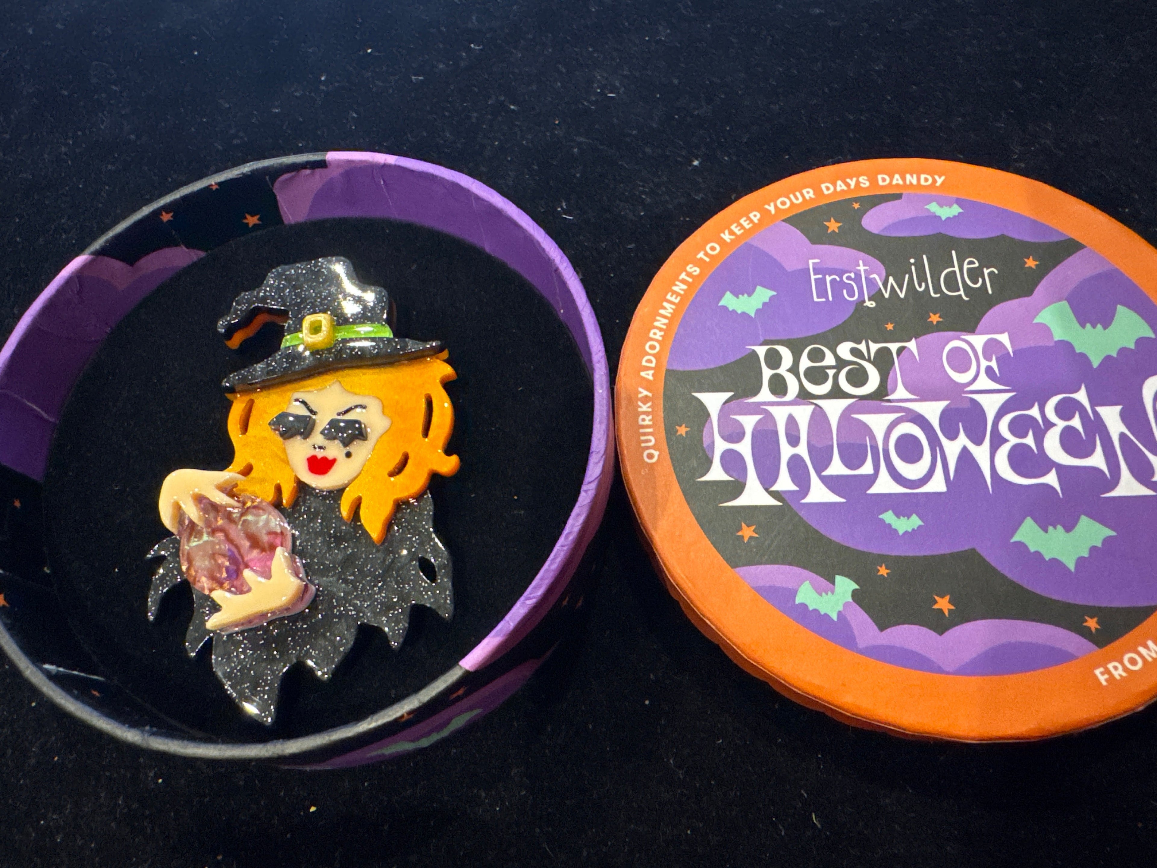 ERSTWILDER BEST OF HALLOWEEN- NOT SO WICKED- RESIN BROOCH