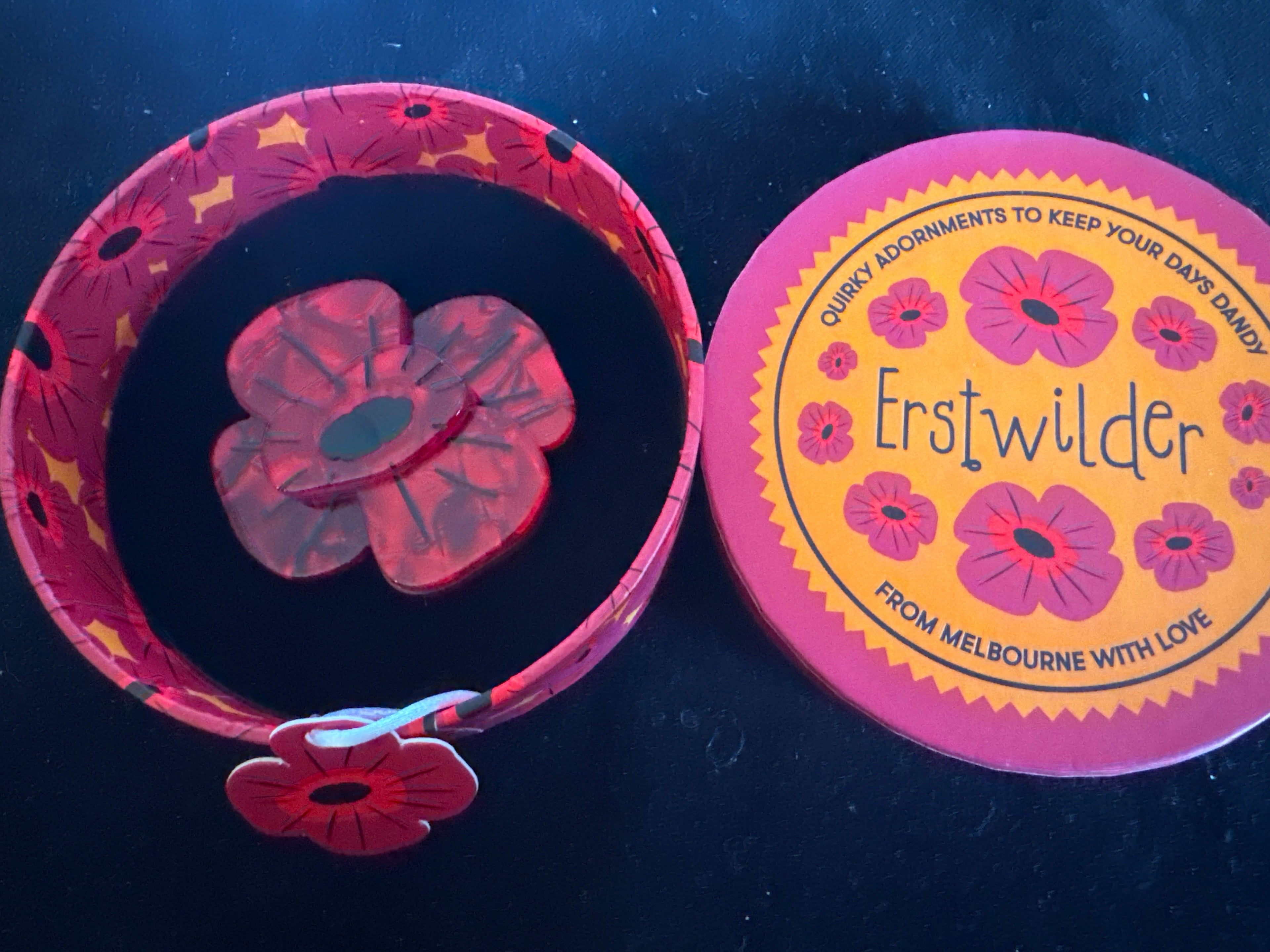 ERSTWILDER REMEMBRANCE RED POPPY  RESIN BROOCH