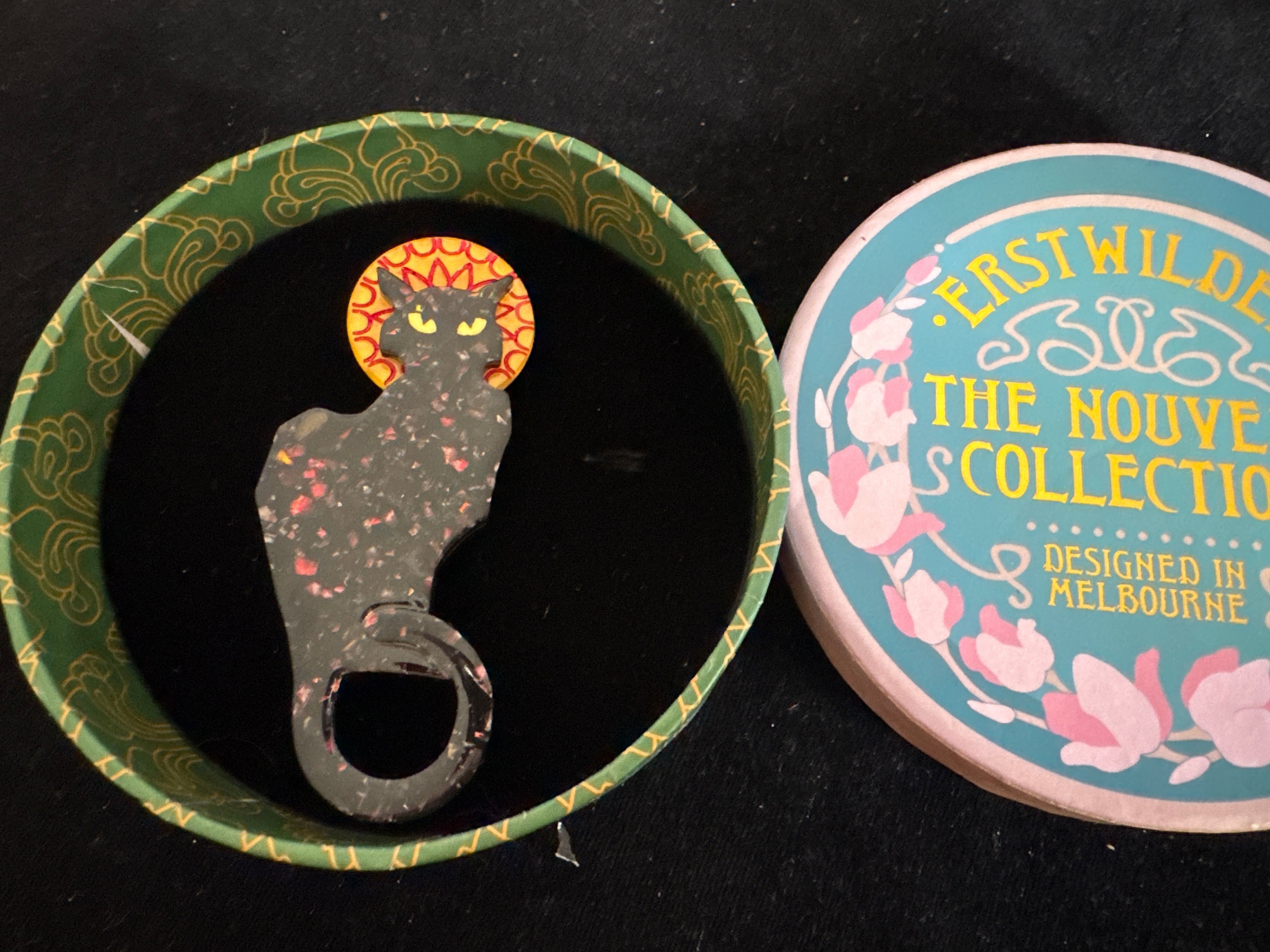 ERSTWILDER THE NOUVEAU COLLECTION- LE CHAT NOIR - RESIN BROOCH