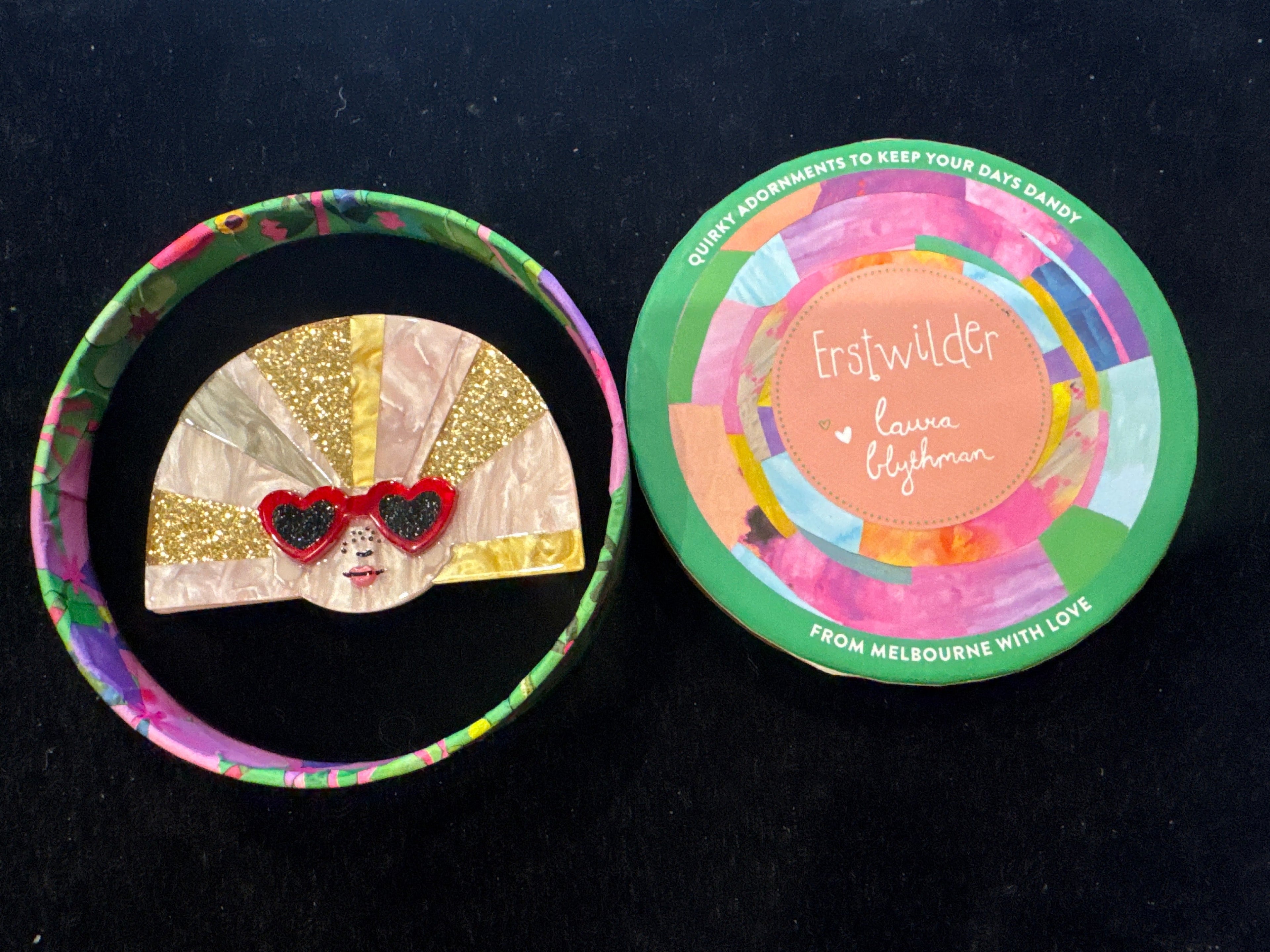 ERSTWILDER LAURA BLYTHMAN - GROOVY U.V - RESIN BROOCH RETIRED