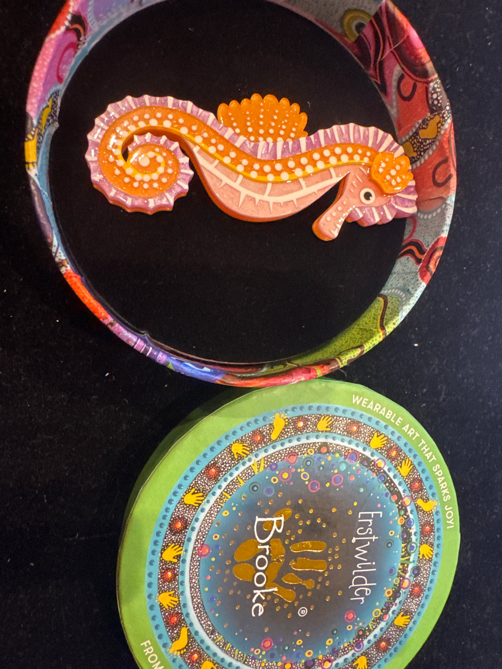 ERSTWILDER BROOKE SUTTON -KUU WANANA SEAHORSE - RESIN BROOCH