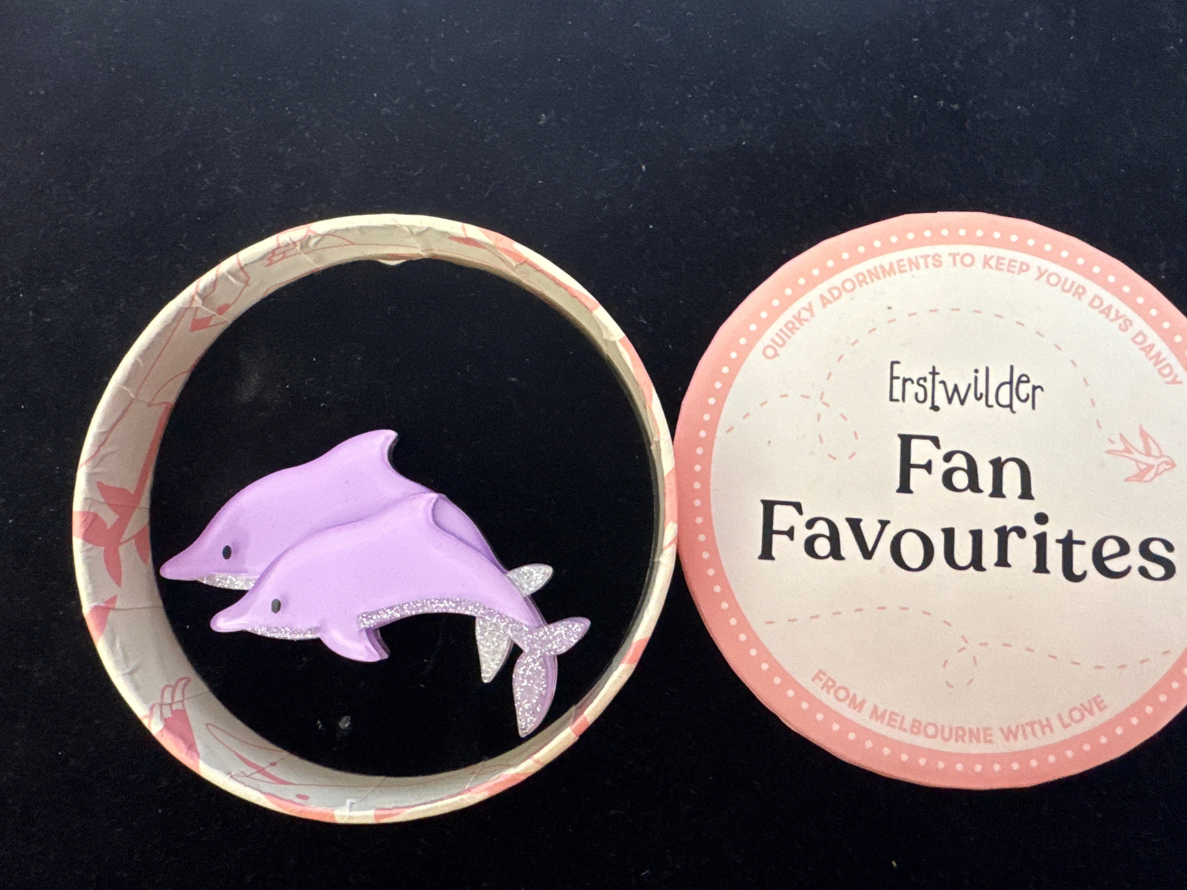ERSTWILDER FAN FAVOURITES- DANCING DOLPHINS -  RESIN BROOCH