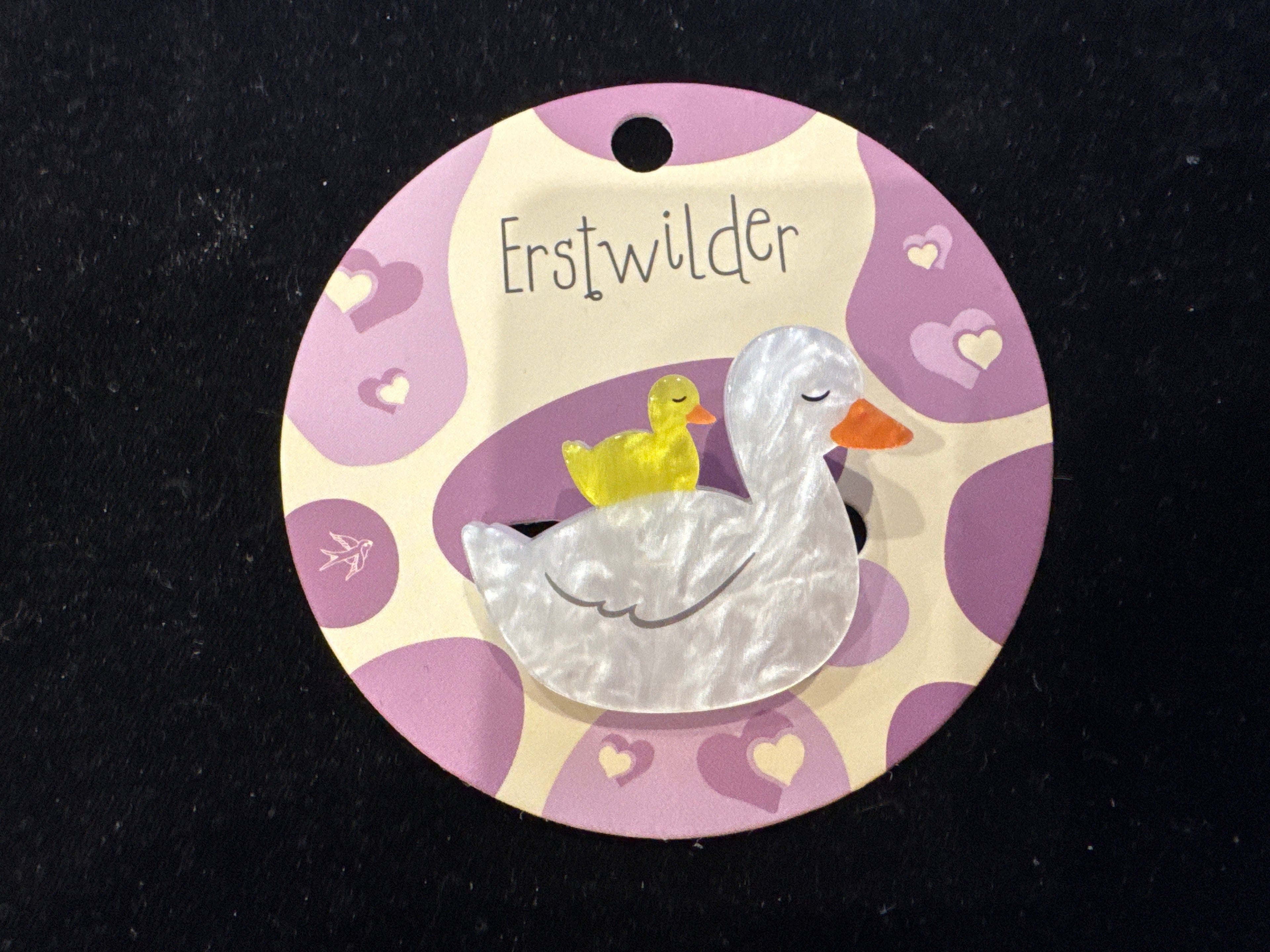 ERSTWILDER BY YOUR SIDE -DUCKS- RESIN SIMPLIFIED MINI BROOCH