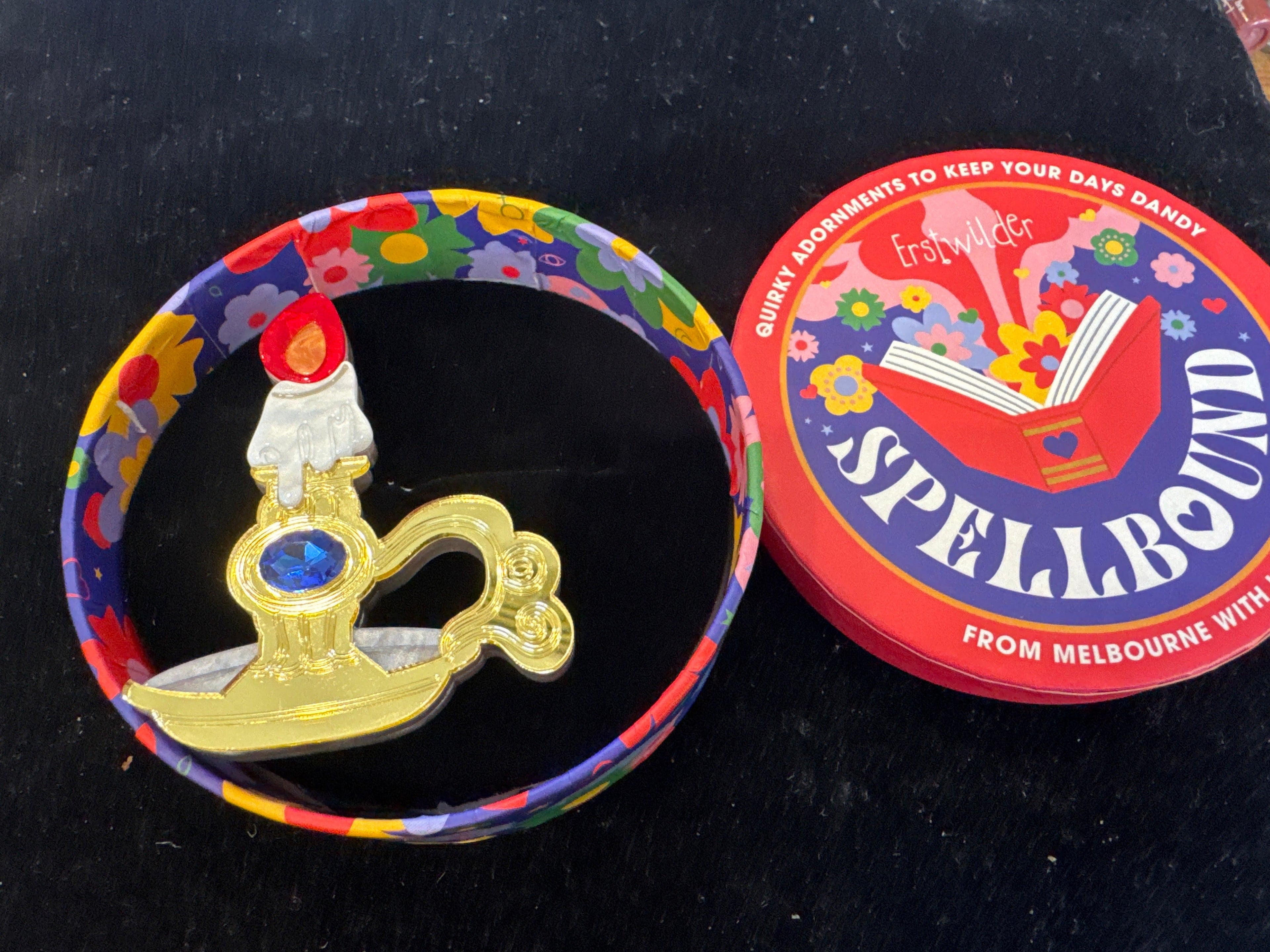 ERSTWILDER  SPELLBOUND- CURSE THE DARKNESS- RESIN BROOCH
