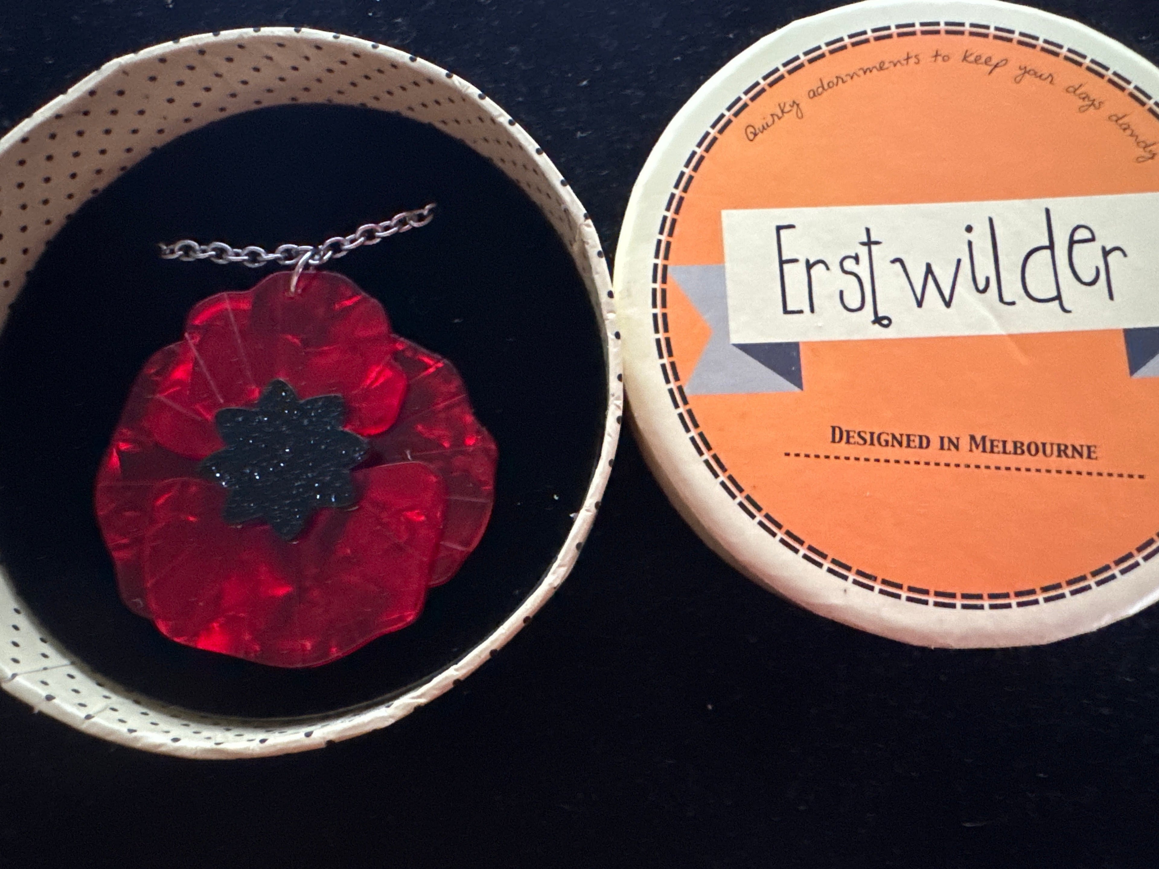 ERSTWILDER REMEMBRANCE RED POPPY FIELD - RESIN NECKLACE