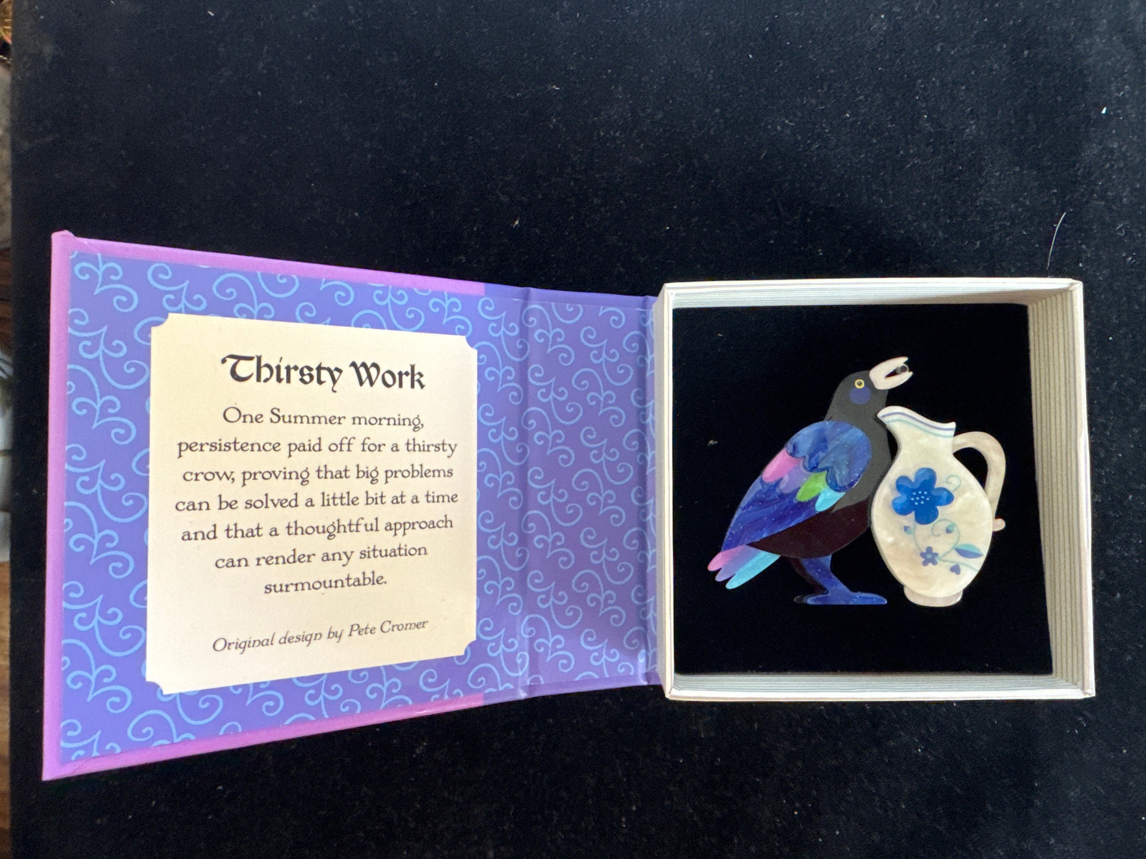 ERSTWILDER PETE CROMER FAIRY TALES - THIRSTY WORK-RESIN BROOCH