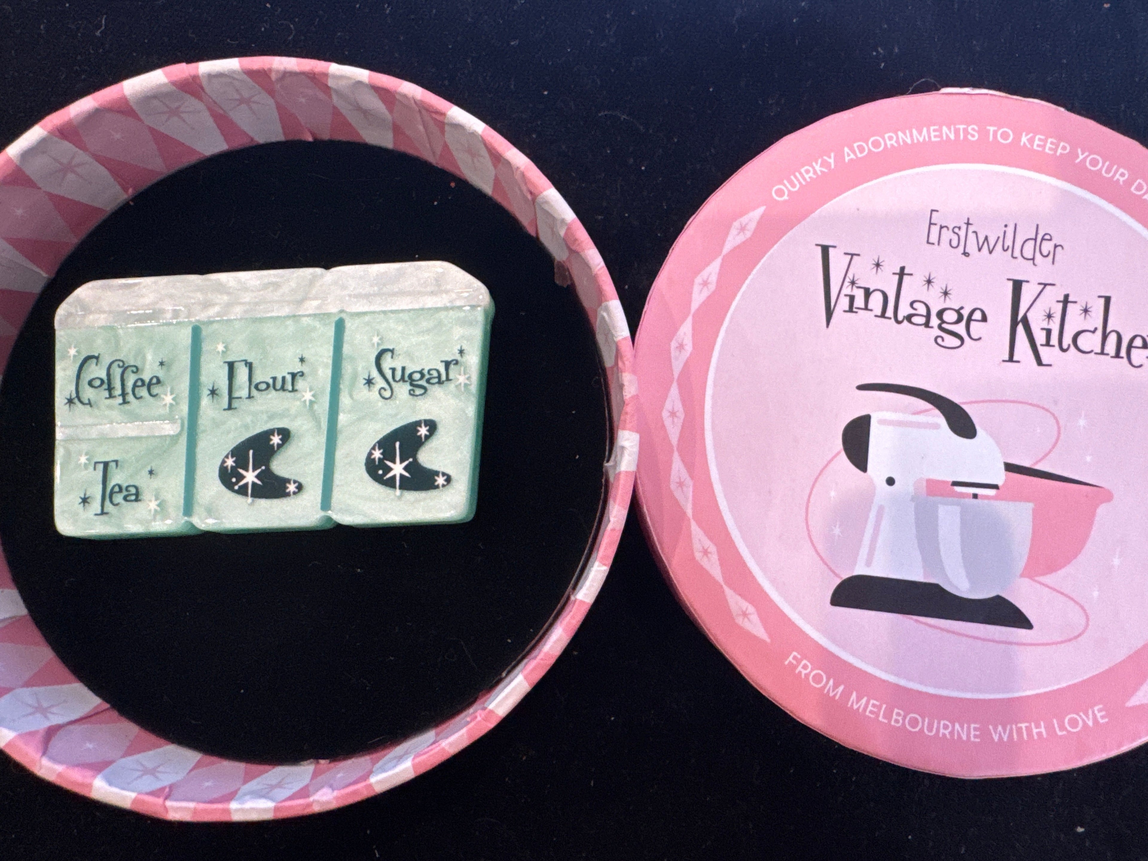 ERSTWILDER VINTAGE KITCHEN PINK- ESSENTIAL INGREDIENTS - RESIN BROOCH