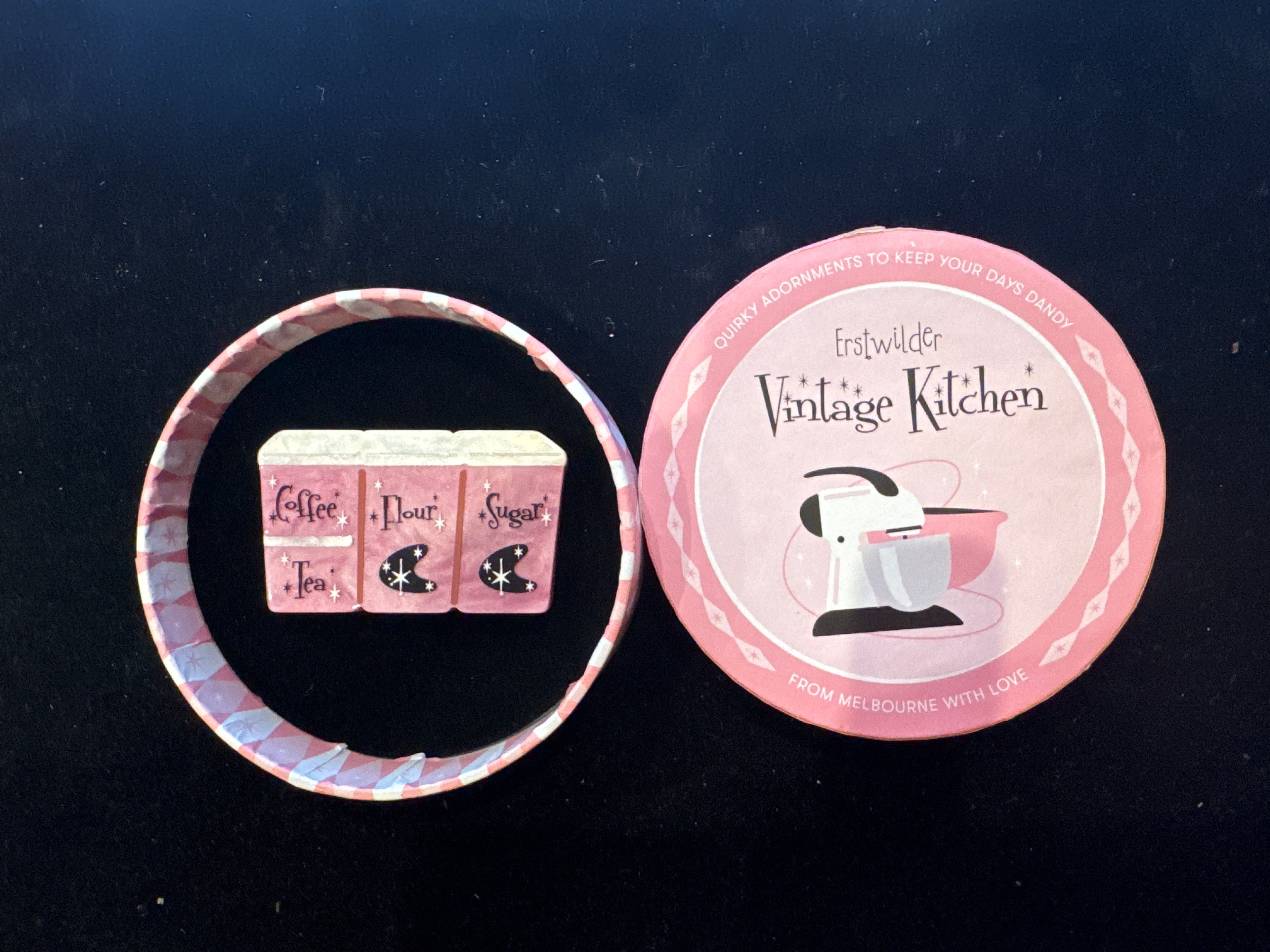 ERSTWILDER VINTAGE KITCHEN PINK- ESSENTIAL INGREDIENTS  - RESIN BROOCH
