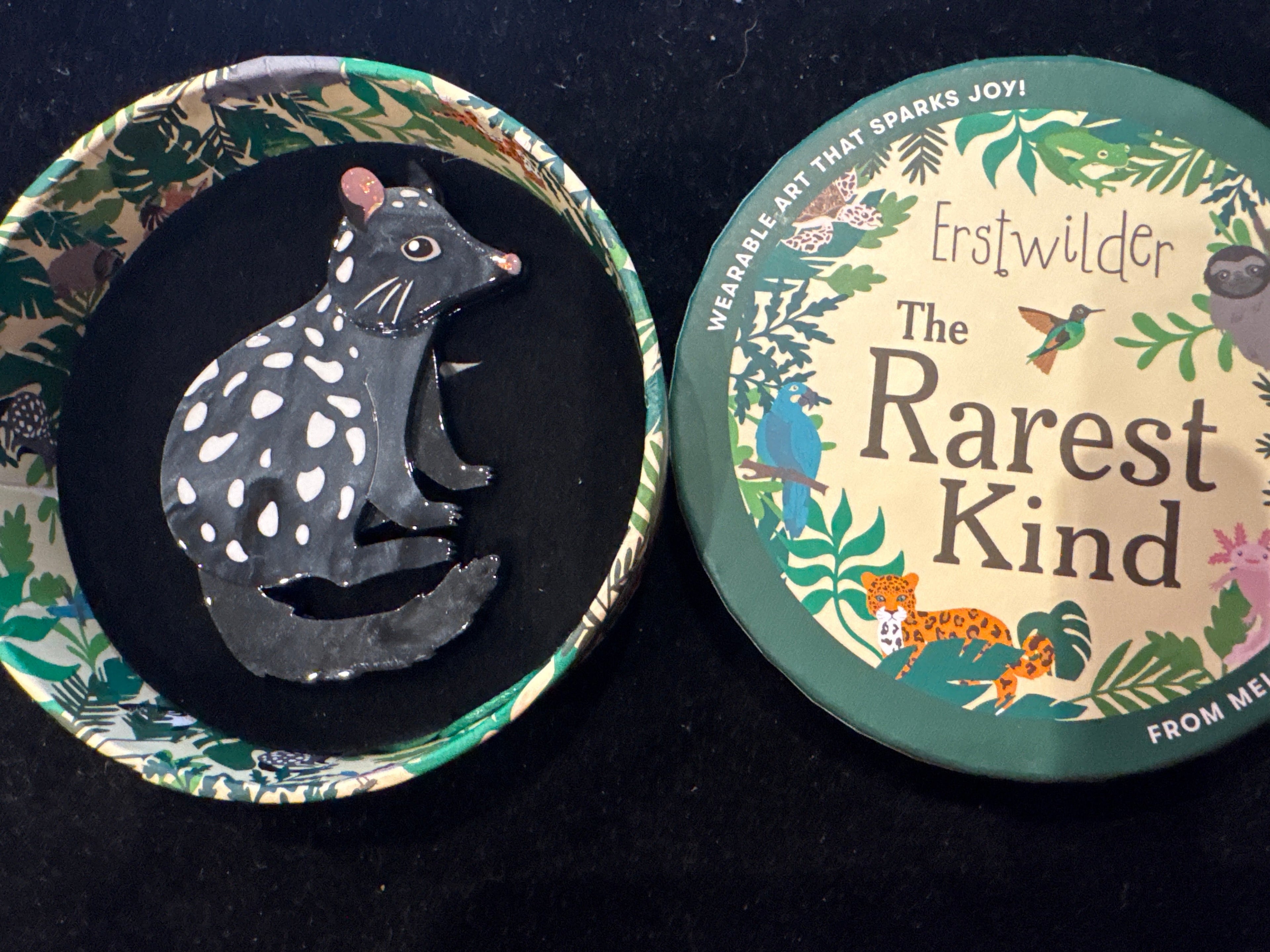 ERSTWILDER THE RAREST KIND - EASTERN QUOLL - RESIN BROOCH