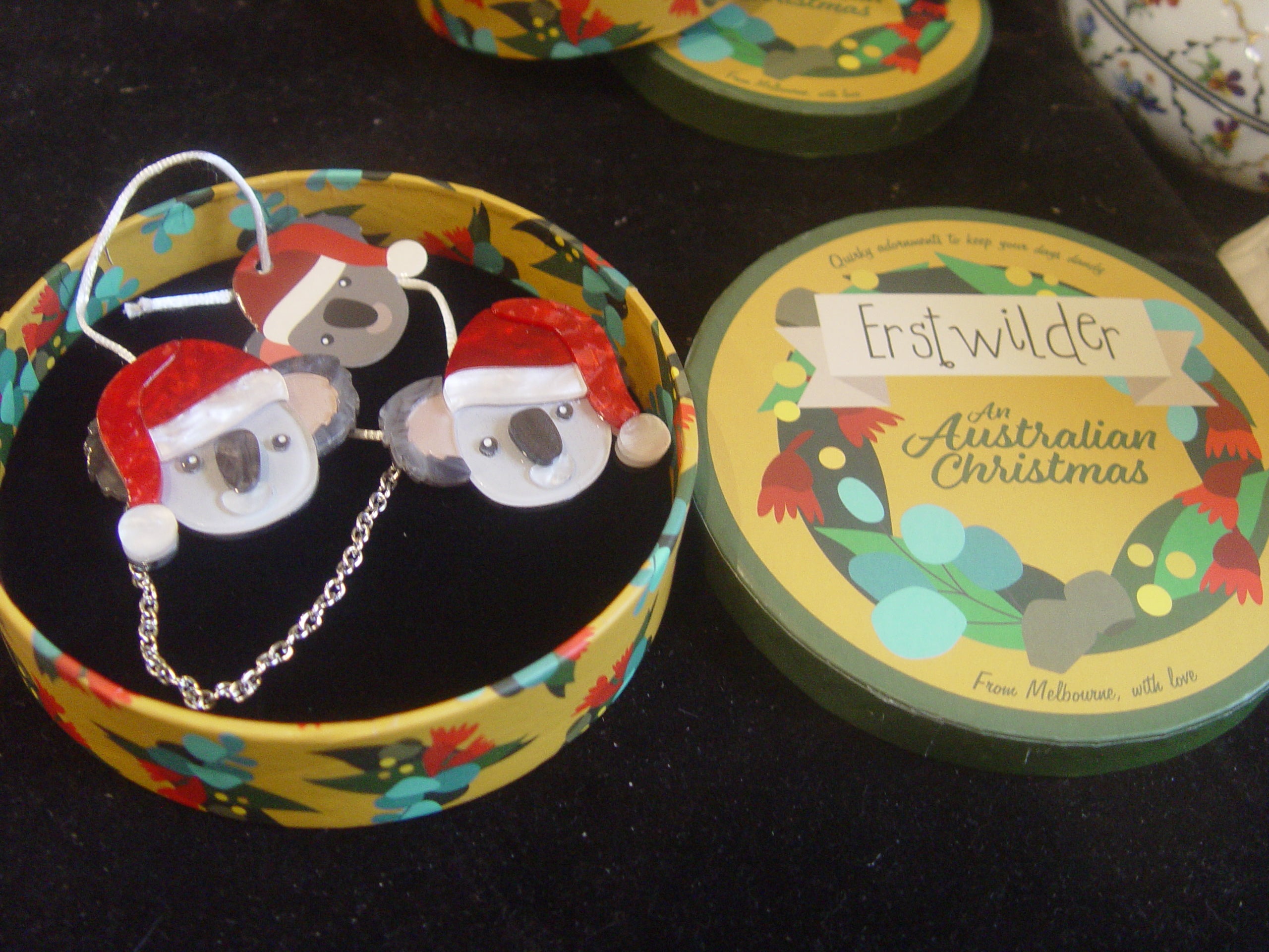 ERRSTWILDER AN AUSTRALIAN CHRISTMAS - KOALA KLAUS CARDIGAN CLIPS -RETIRED