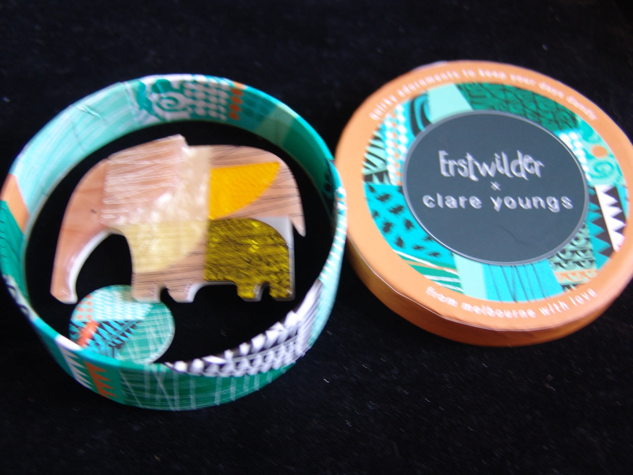 ERSTWILDER CLARE YOUNGS - AN ELEPHANT NAMED RUMBLE - RESIN BROOCH