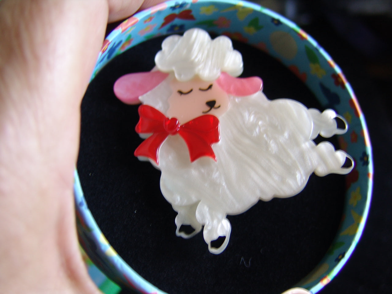 ERSTWILDER HOPPY EASTER - DOLLY THE DEMURE -RESIN BROOCH