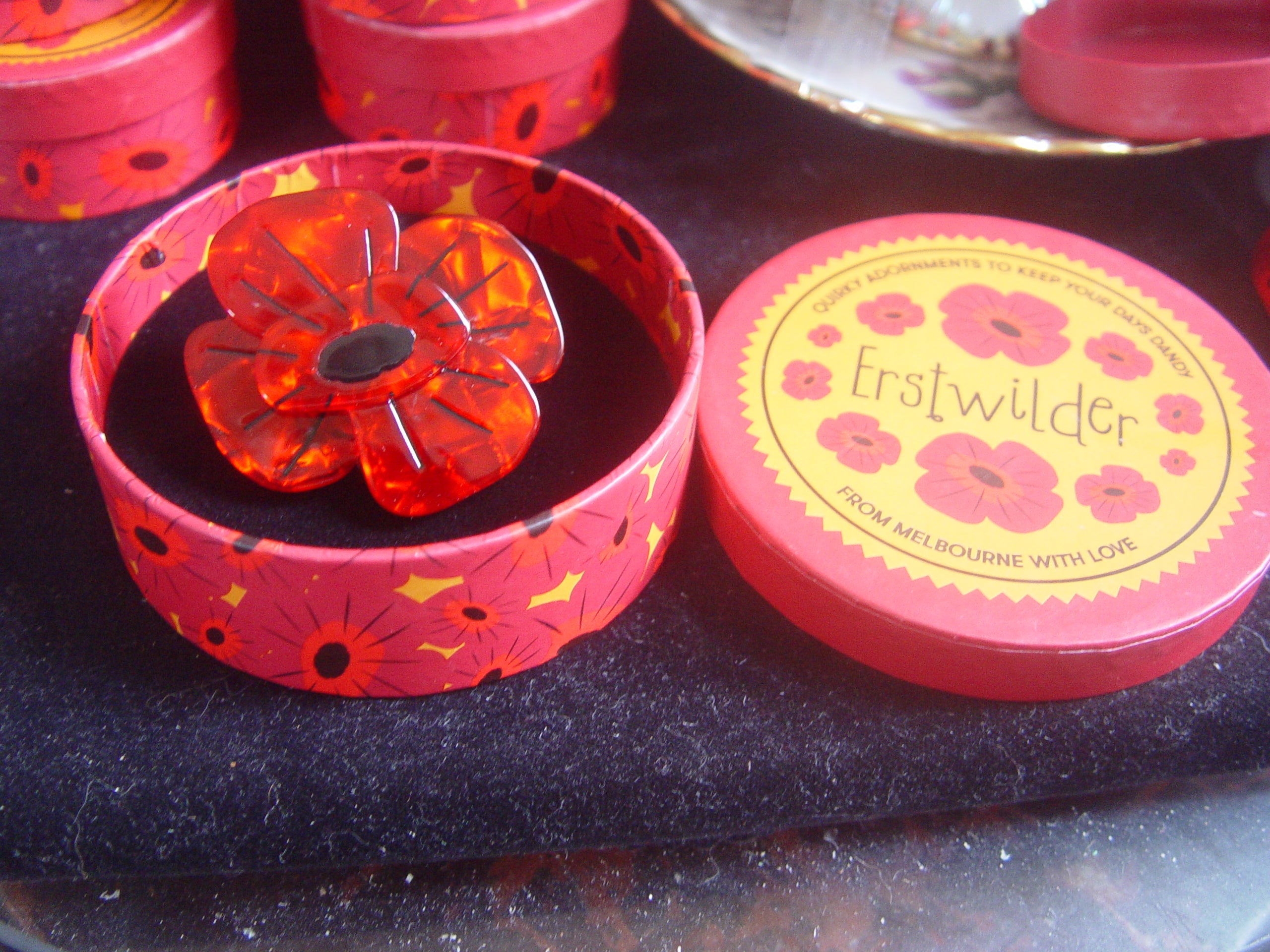 ERSTWILDER REMEMBRANCE -REMEMBRANCE POPPY RED - RESIN BROOCH