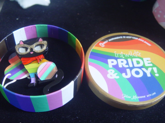 ERSTWILDER PRIDE & JOY- ELISSA THE RAINBOW CAT- RESIN BROOCH