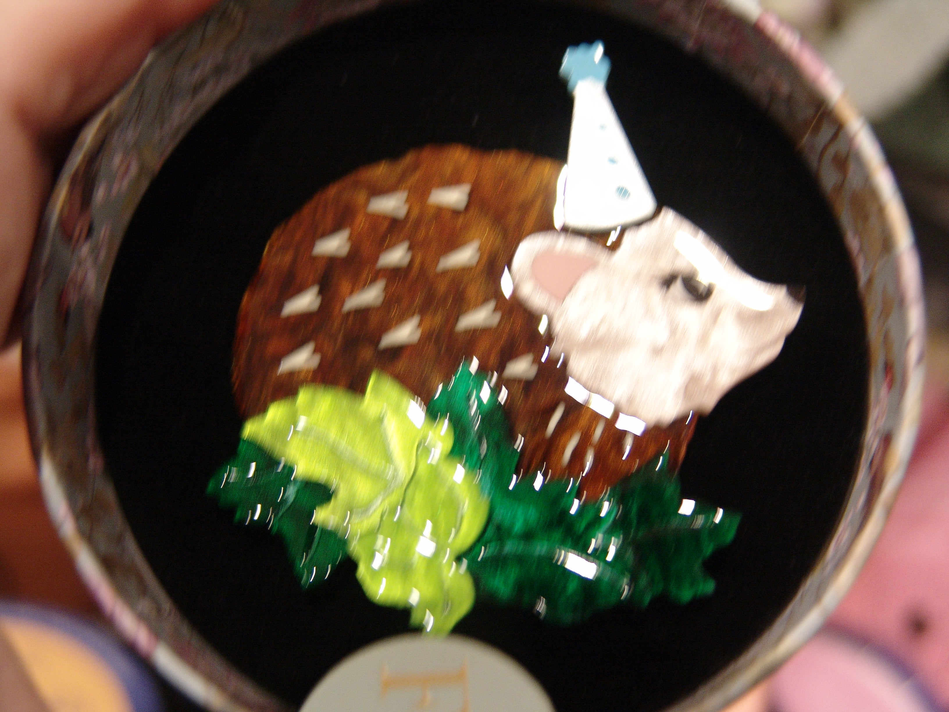 ERSTWILDER  FLEUR HARRIS - PARTY TIME HEDGEHOG- RESIN BROOCH