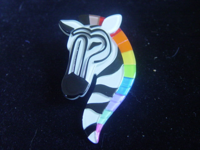 ERSTWILDER PRIDE & JOY-ZELDA THE ZESTFUL ZEBRA - RESIN BROOCH