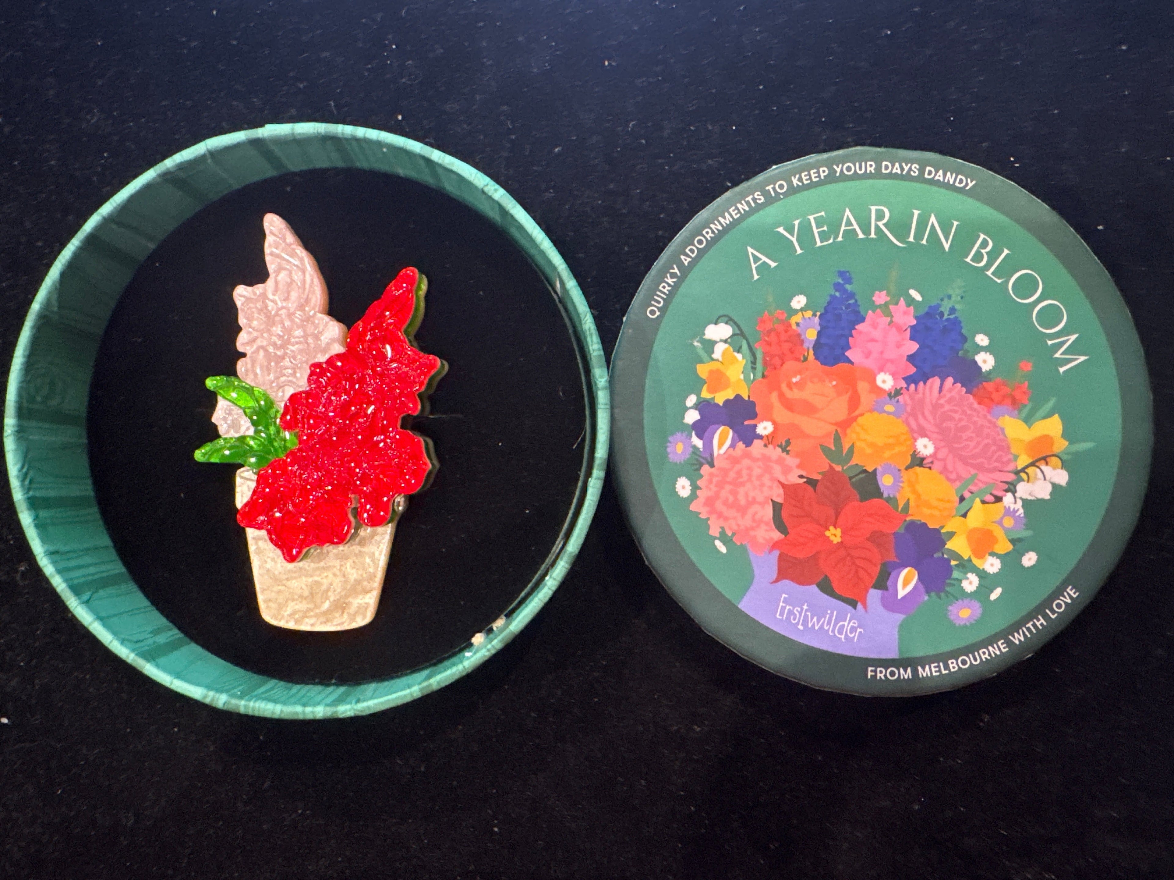 ERSTWILDER A YEAR IN BLOOM - LITTLE SWORD- RESIN BROOCH RETIRED