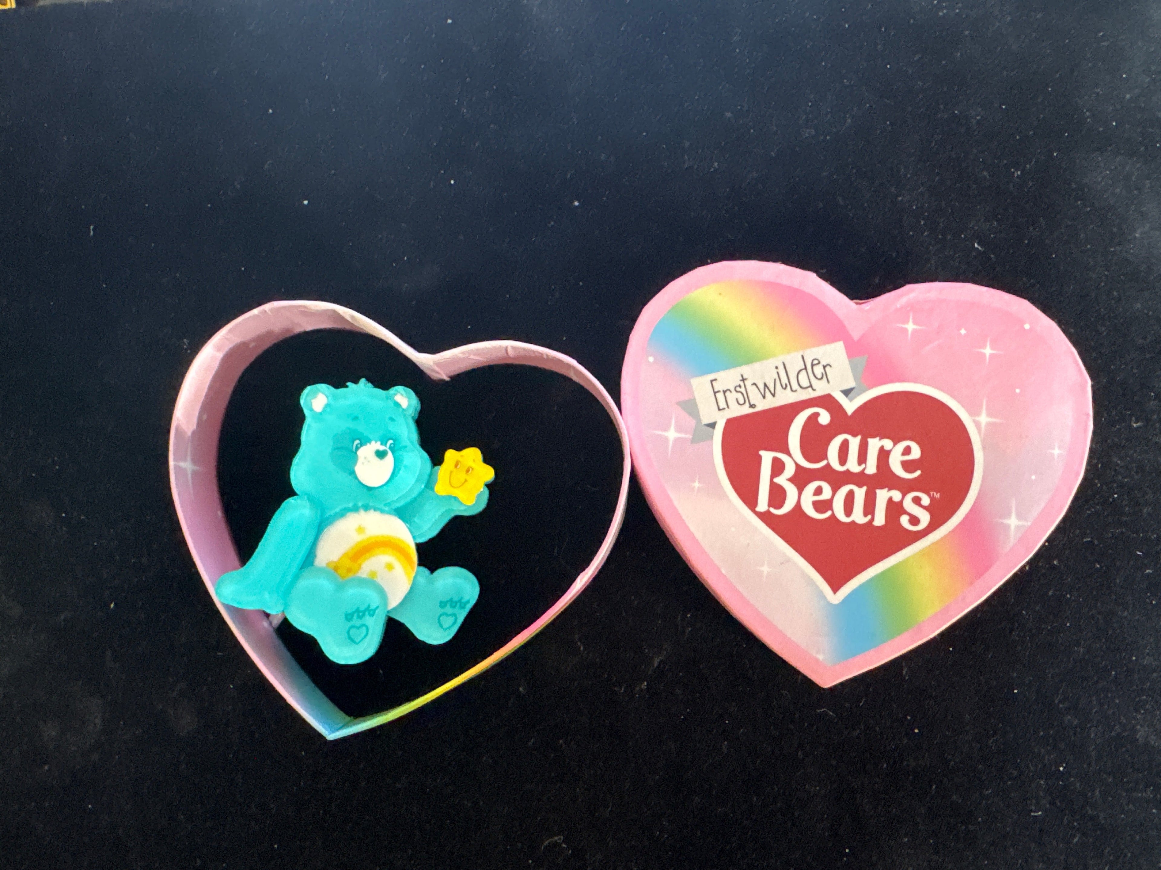 ERSTWILDER  CARE BEARS -MAKE A WISH -RESIN BROOCH