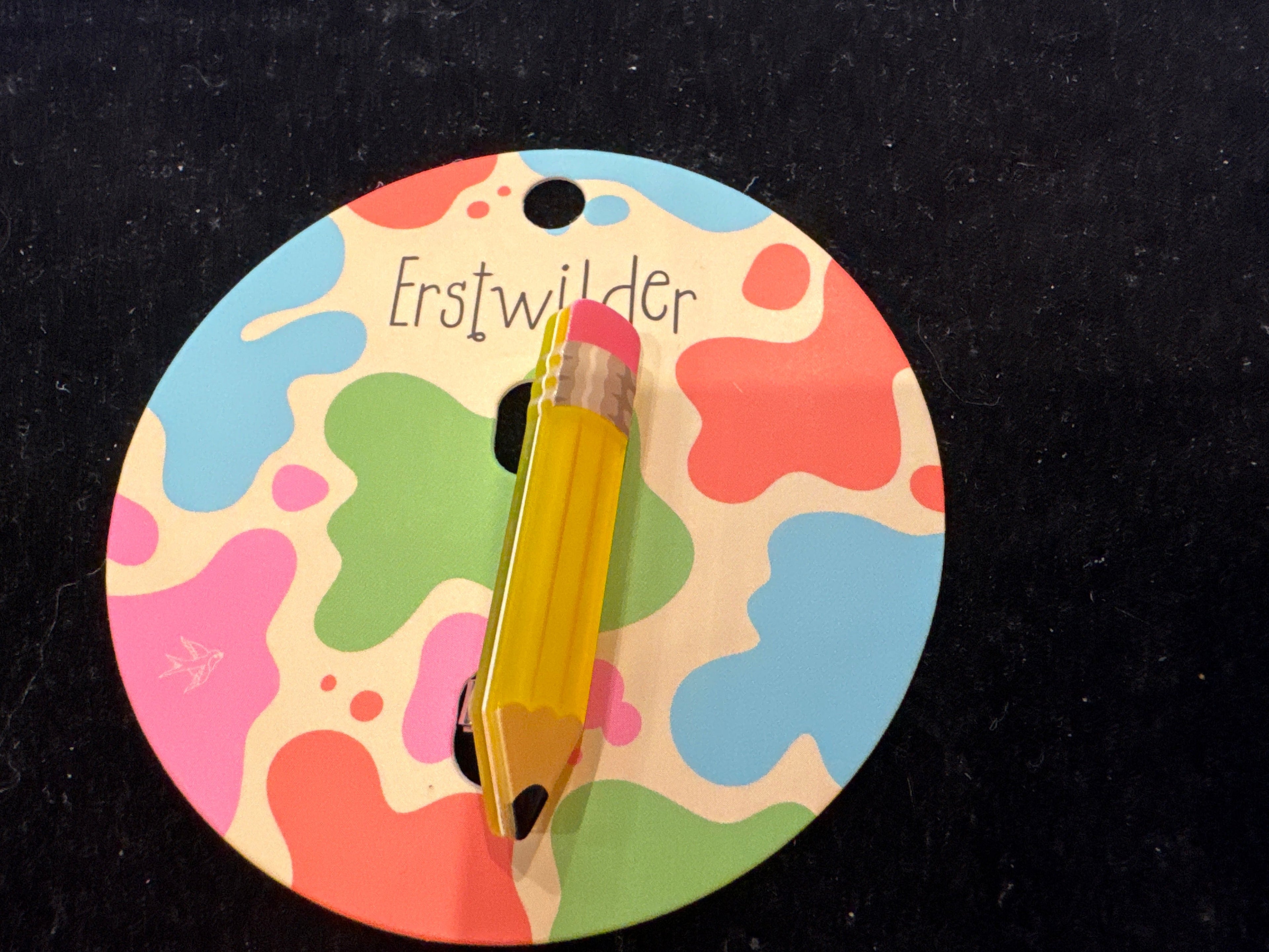 ERSTWILDER  ARTS & CRAFTS SIMPLIFIED MINIATURE- PENCIL -RESIN BROOCH