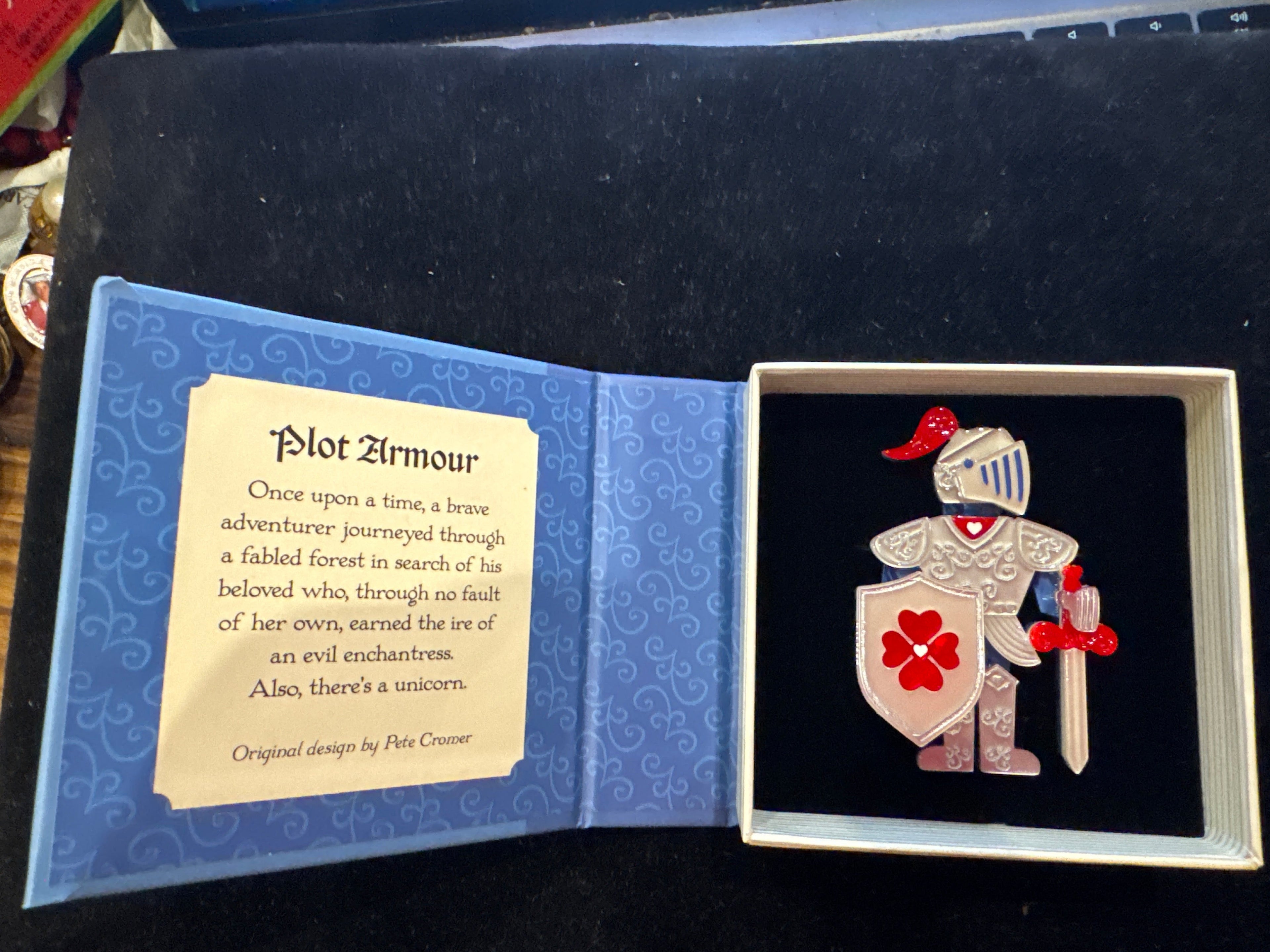 ERSTWILDER PETE CROMER FAIRY TALES - PLOT ARMOUR - RESIN BROOCH
