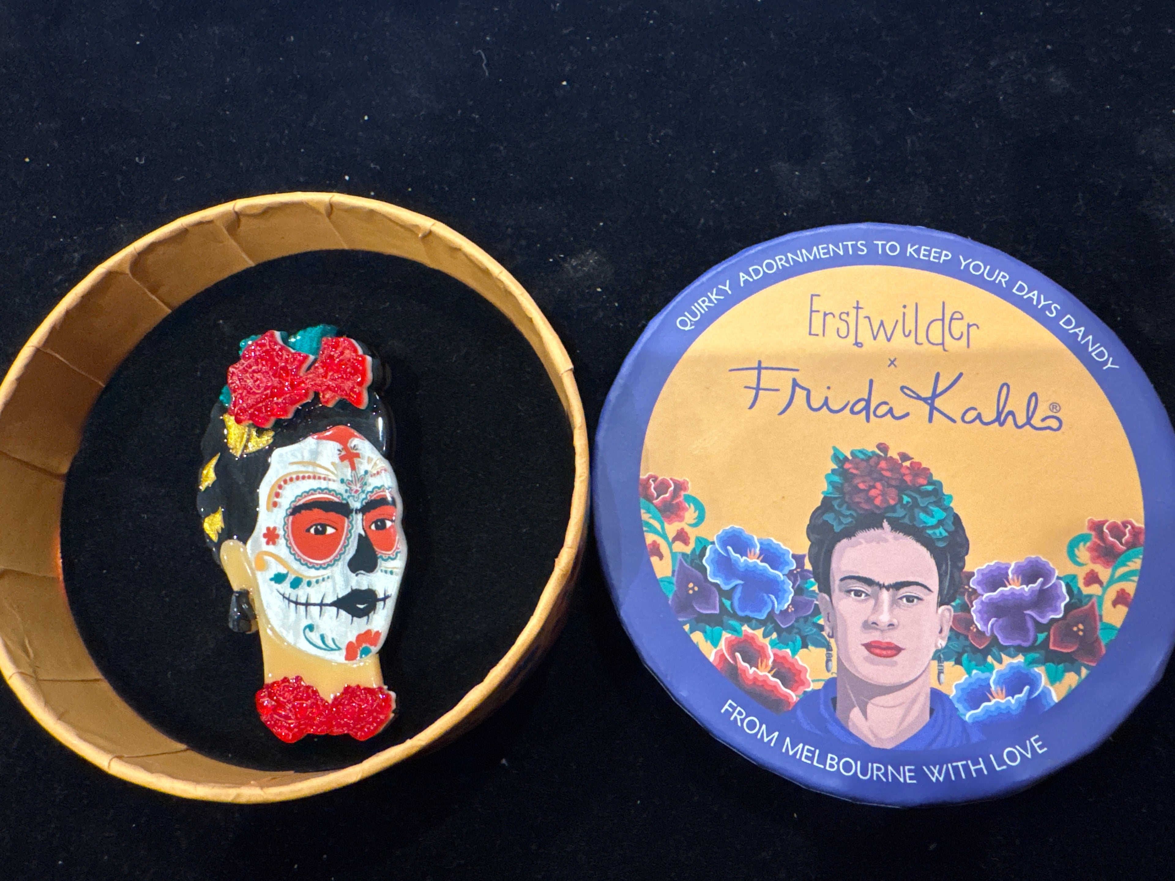 ERSTWILDER FRIDA KAHLO - FRIDA CALAVERA- RESIN BROOCH