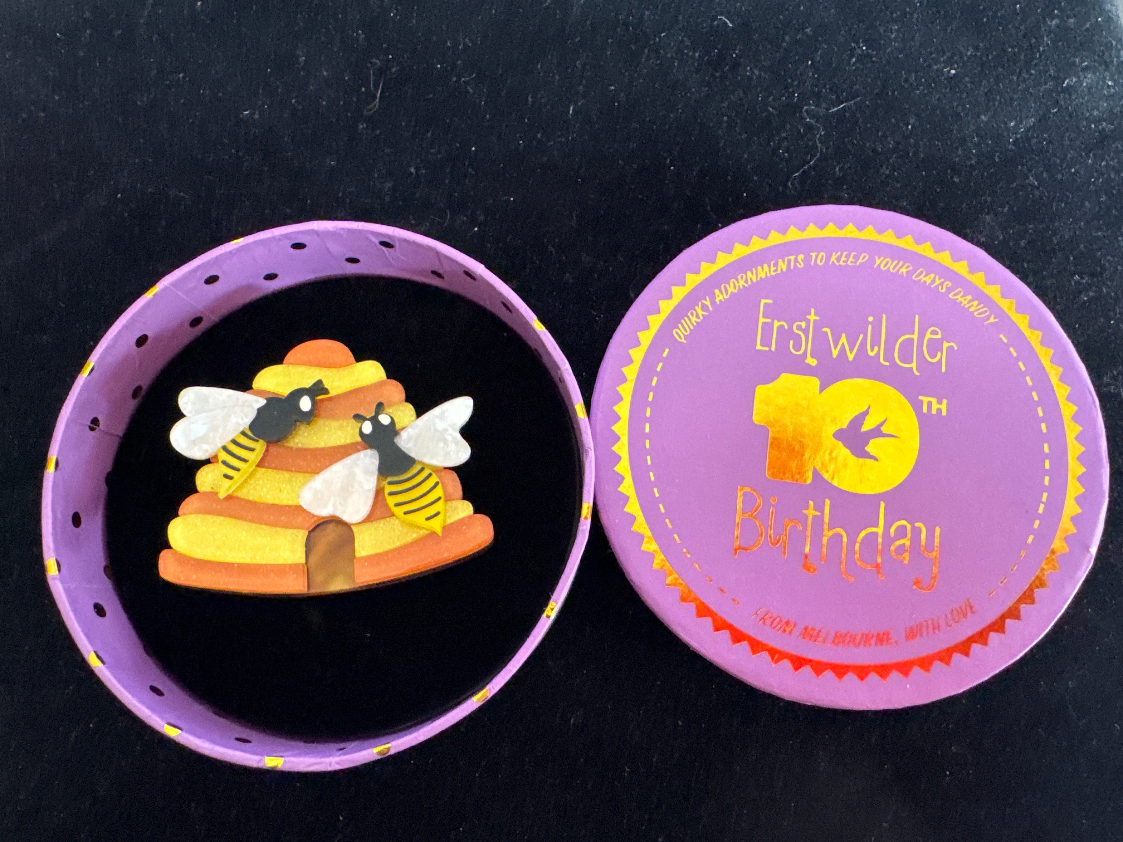 ERSTWILDER  10th BIRTHDAY- HONEY I'M HOME RESIN BROOCH RETIRED