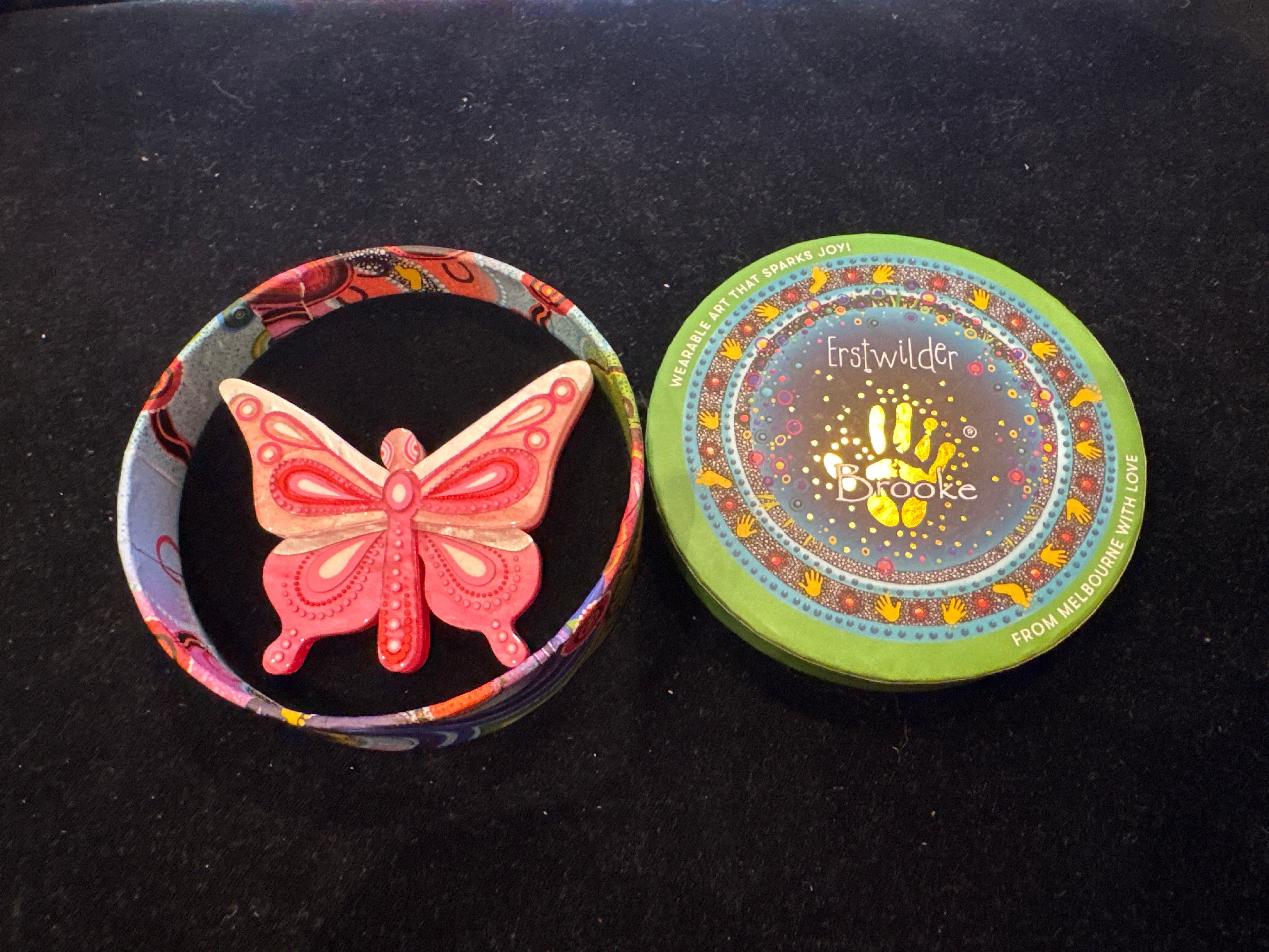 ERSTWILDER BROOKE SUTTON-KALI'S RITJINGUTHINHA BUTTERFLY DREAMING - BROOCH- RESIN BROOCH