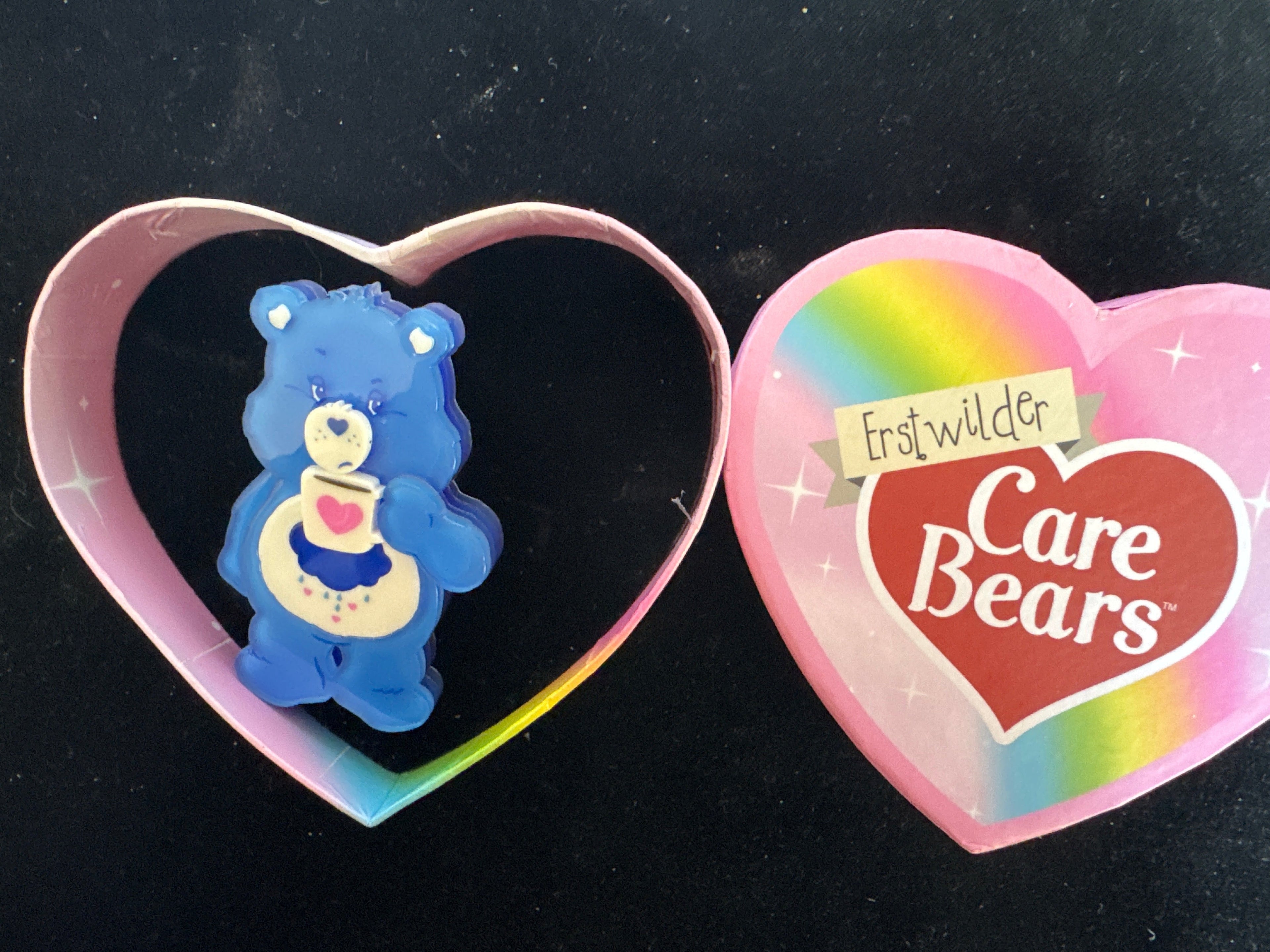 ERSTWILDER  CARE BEARS -GOOD MORNING GRUMPY BEAR -RESIN BROOCH