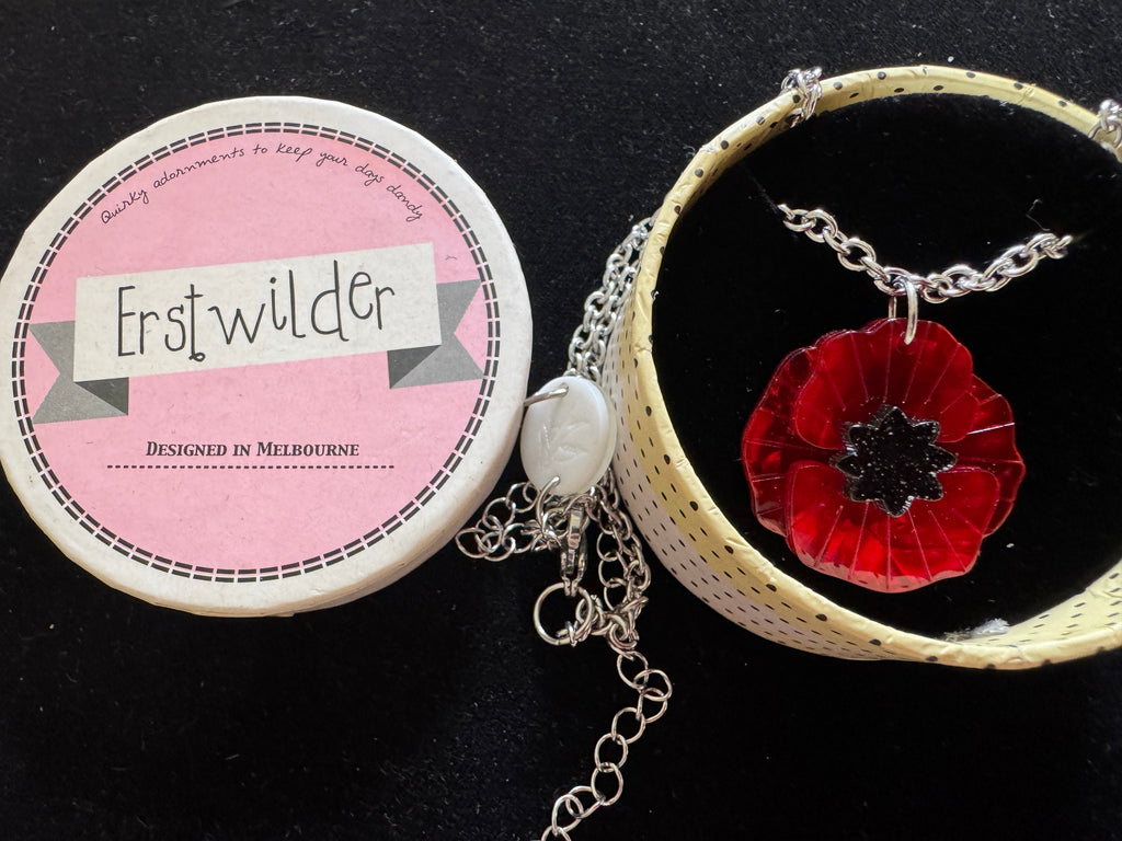 ERSTWILDER REMEMBRANCE -POPPY FIELD NECKLACE(RED)- RESIN BROOCH