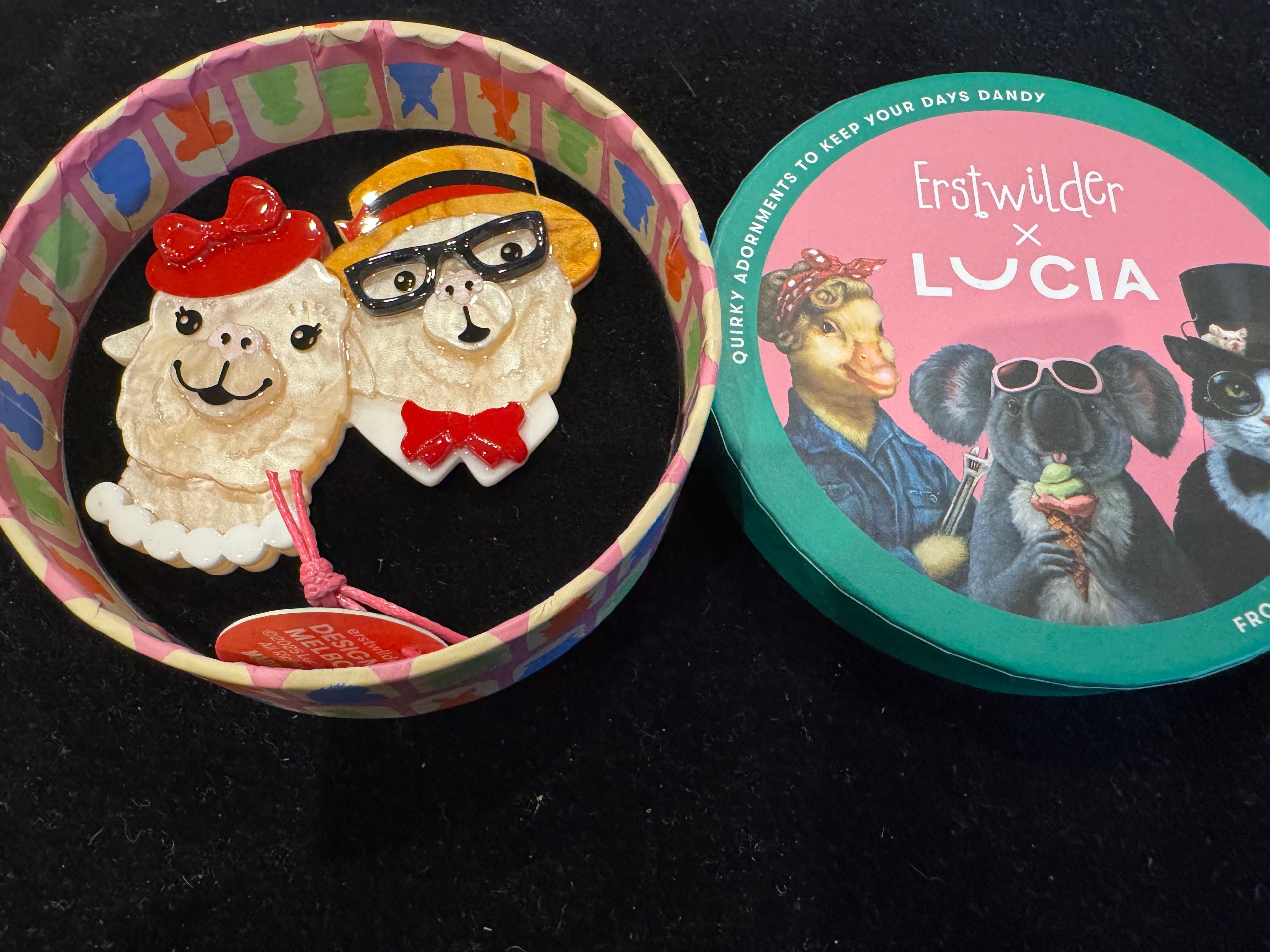 ERSTWILDER LUCIA - THE ENAMOURED ALPACAS Resin Brooch