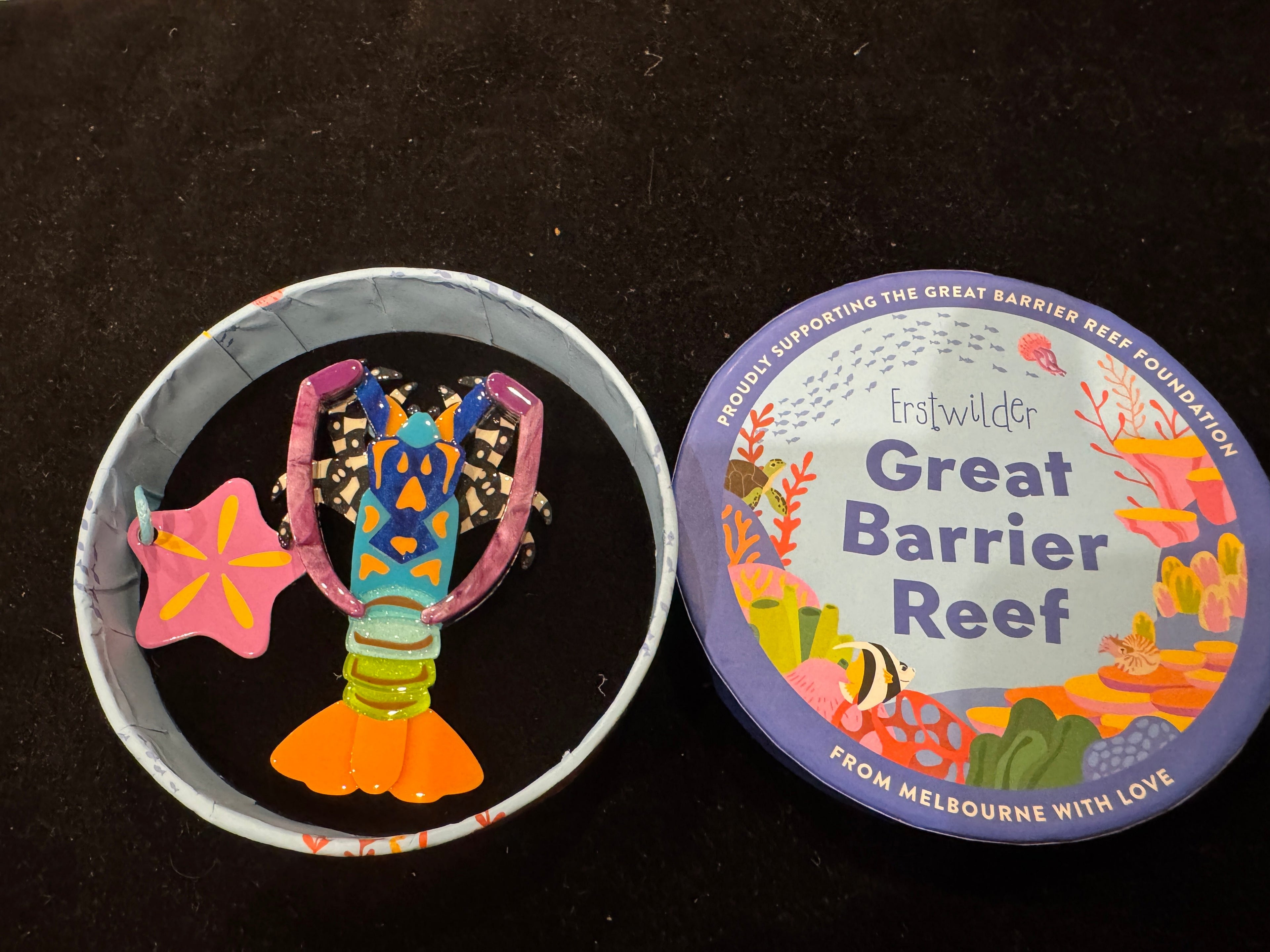 ERSTWILDER GREAT BARRIER REEF - PEACOCK MANTIS SHRIMP - Resin Brooch