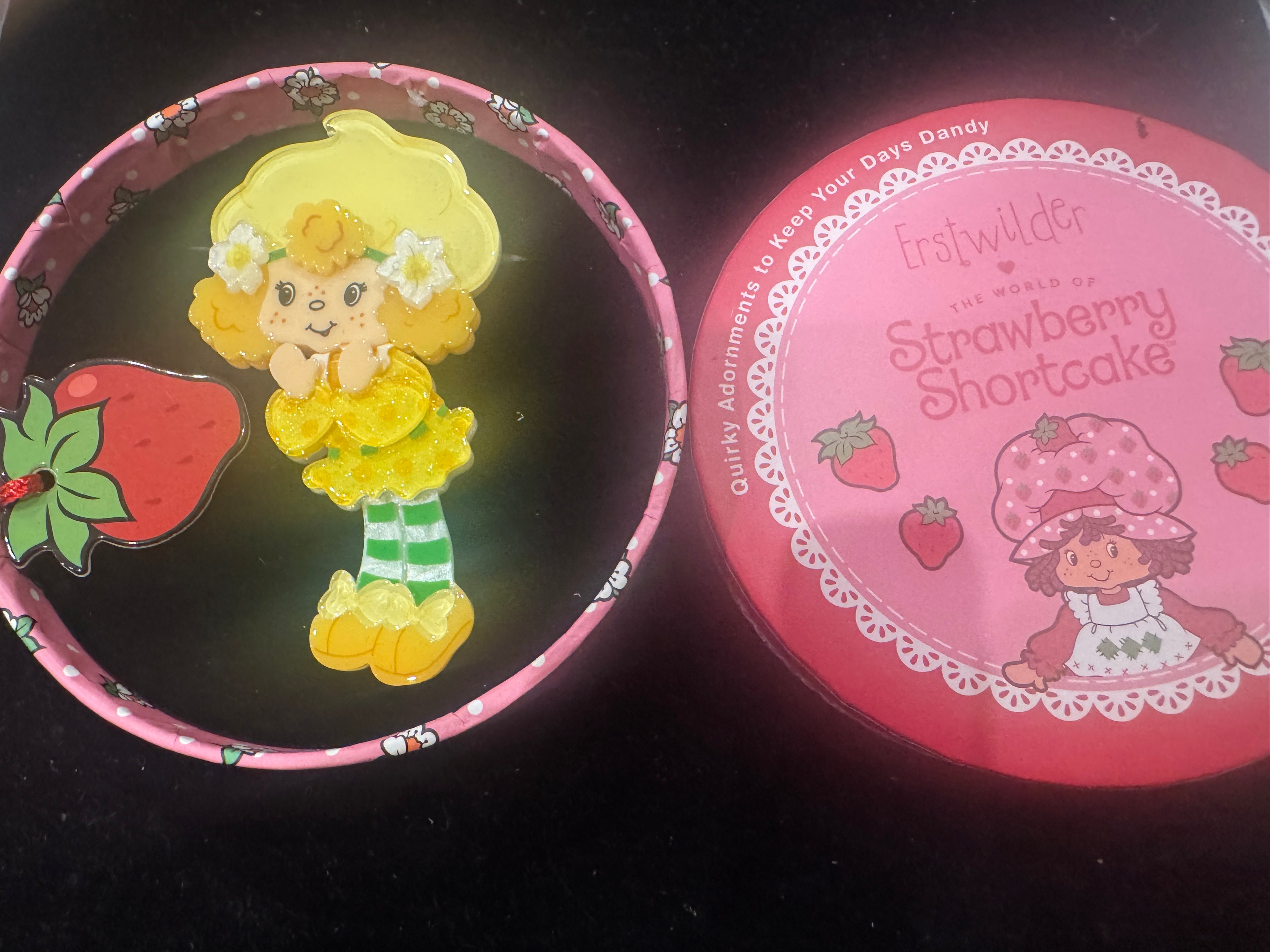 ERSTWILDER STRAWBERRY SHOTRCAKE -LEMON MERINGUE -RESIN BROOCH